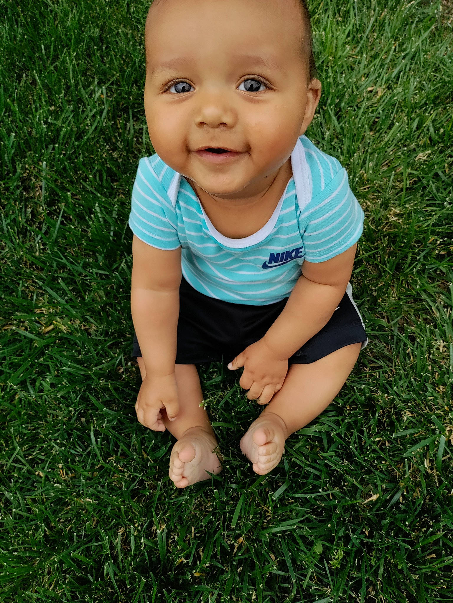 Memphis joined the competition — help win amazing prizes! baby, baby_toddler_clothing, cheek, crawling, eye, face, finger, gesture, grass, grassland, hand, happy, leaf, meadow, nose, people_in_nature, person, plant, skin, smile