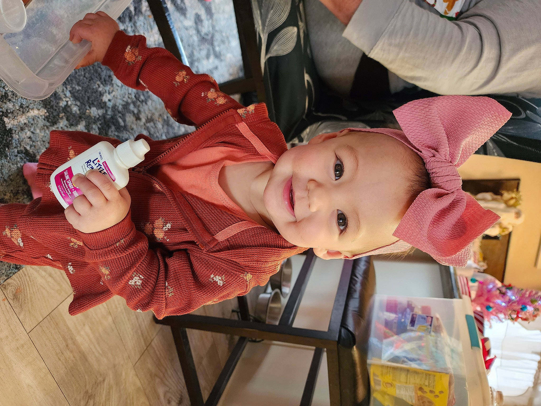 Nevaeh Flynn joined the competition — help win amazing prizes! baby, baby_products, baby_toddler_clothing, beauty, cheek, child, fun, happy, joy, organ, outerwear, pattern, person, skin, smile, toddler, tree, wood