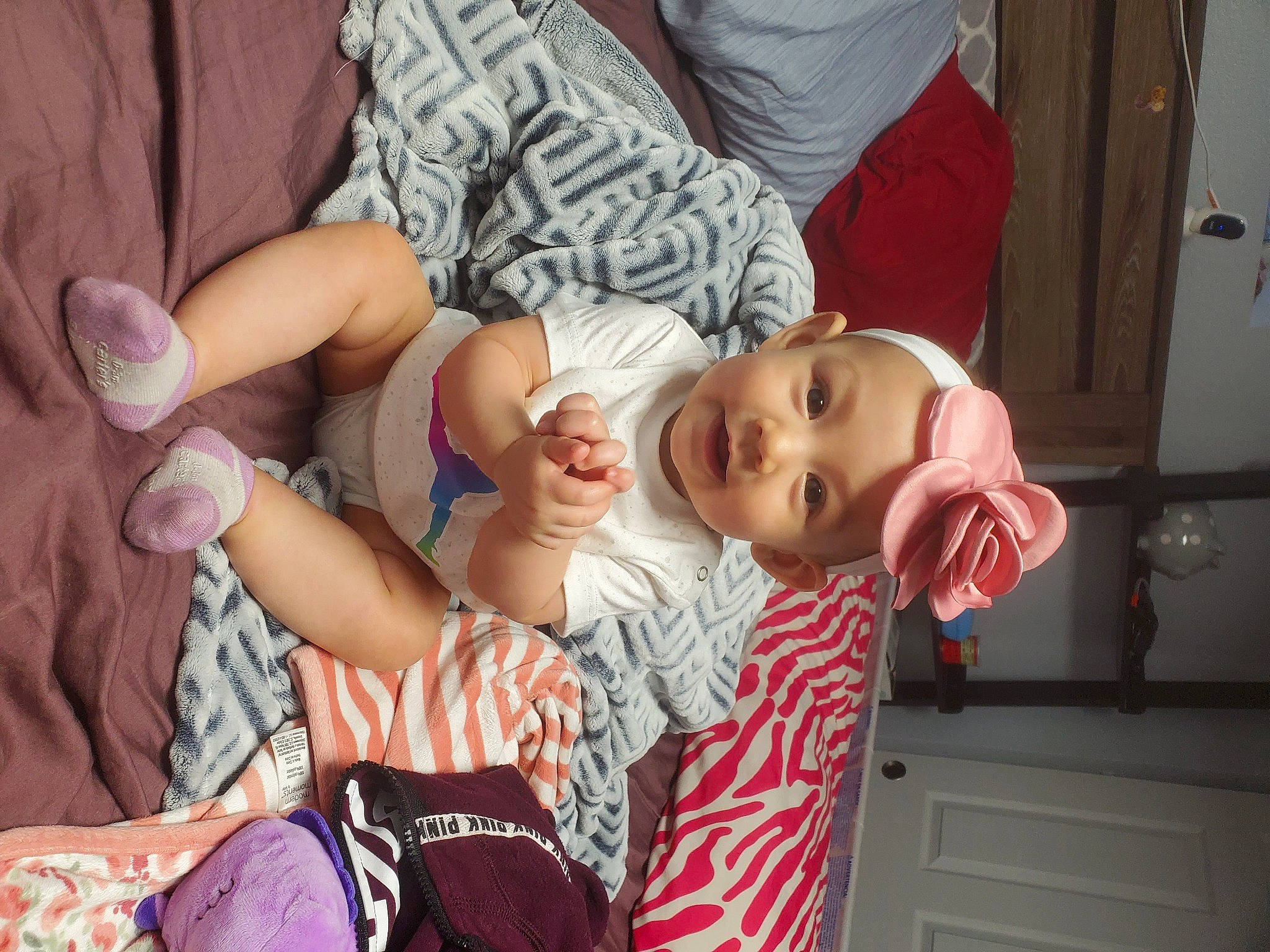 Nevaeh Flynn joined the competition — help win amazing prizes! arm, baby, chest, child, comfort, elbow, event, finger, fun, gesture, happy, human_leg, lap, nail, person, room, shorts, thigh, thumb, toddler