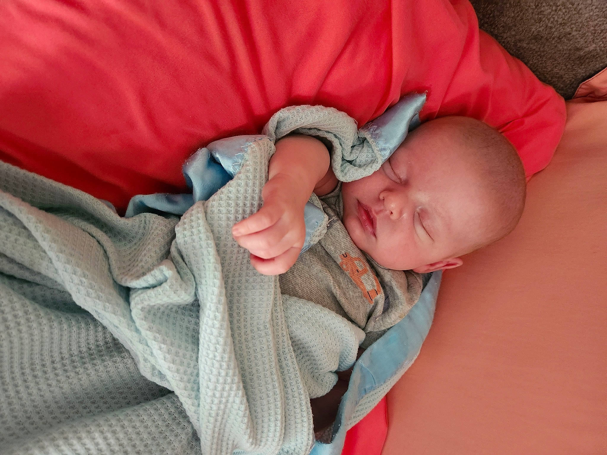 Bryson joined the competition — help win amazing prizes! baby, baby_products, baby_sleeping, baby_toddler_clothing, bedtime, child, comfort, ear, eye, gesture, grass, linens, nail, nap, person, skin, sleep, sleeve, thumb, toddler