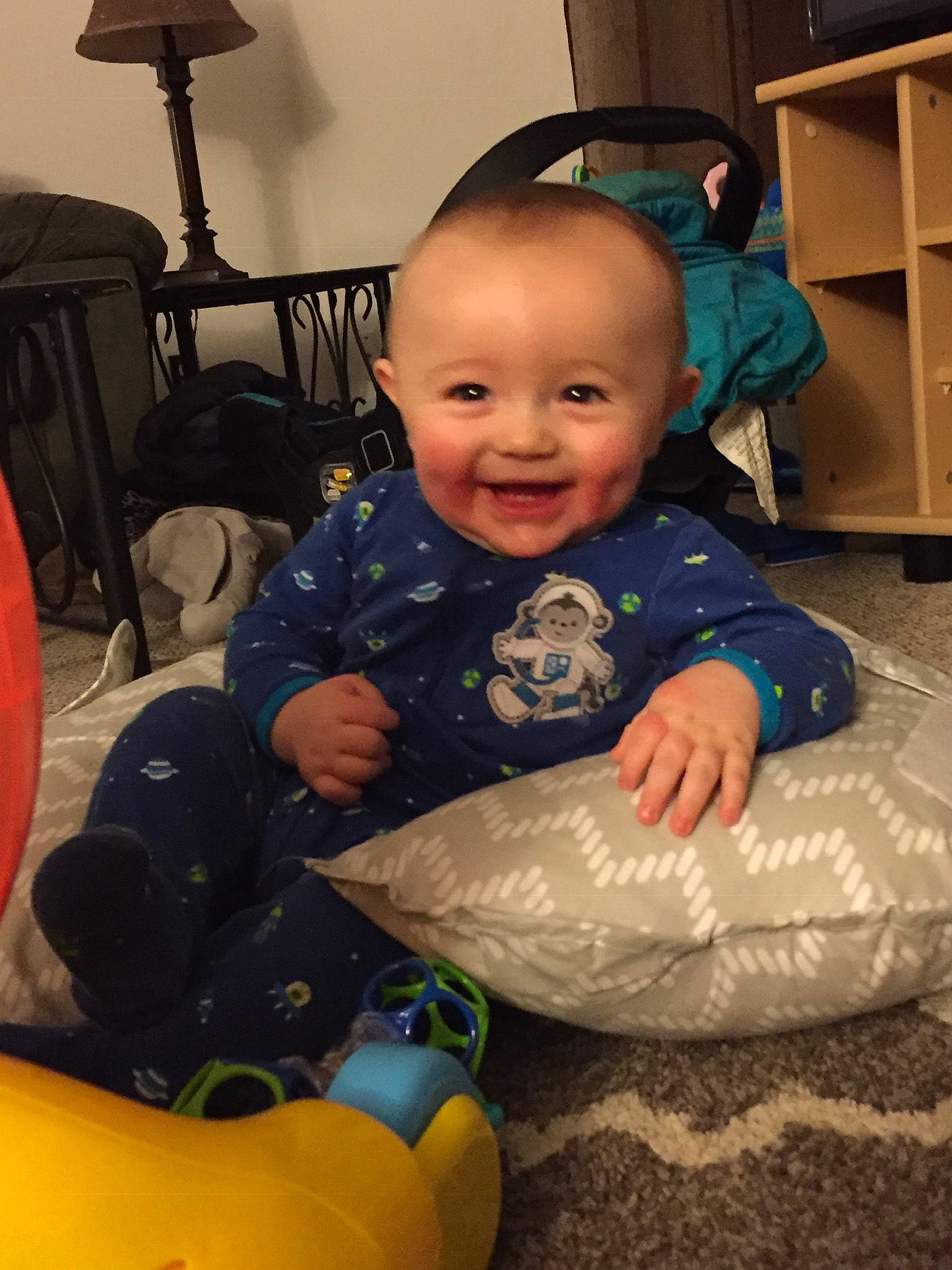 Aleksander is registered to the contest to win money with this photo: baby, cheek, child, joy, person, play, sitting, skin, toddler