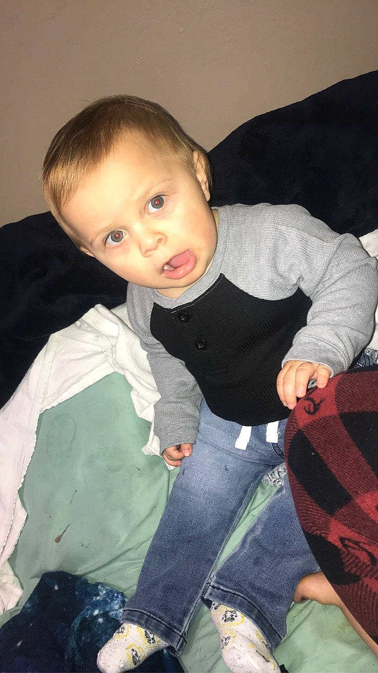 Josiah joined the competition — help win amazing prizes! arm, baby, cheek, child, eye, face, fun, leg, person, sitting, skin, smile, surprise, toddler