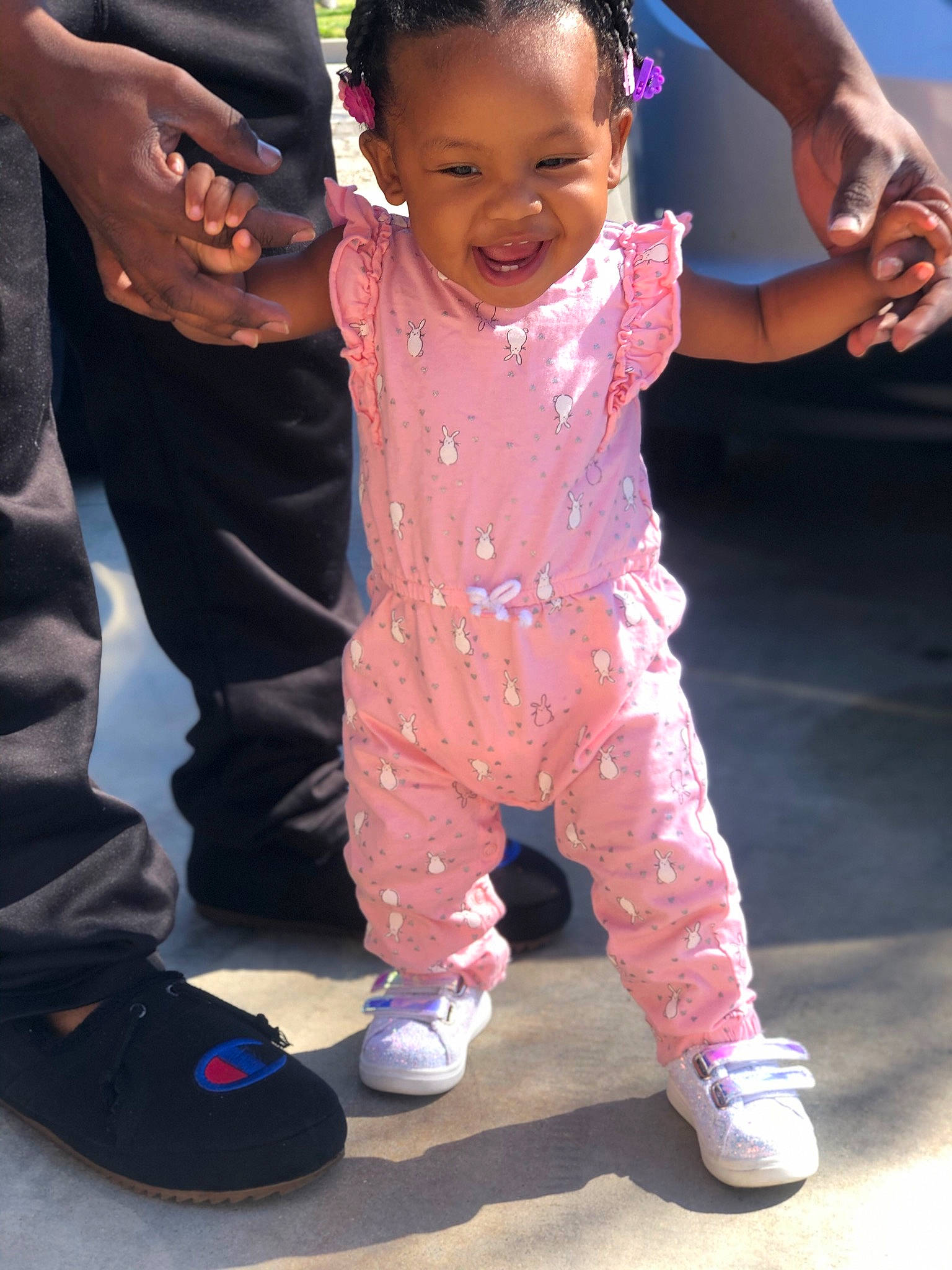 Nylah Bell joined the competition — help win amazing prizes! baby, child, footwear, happy, joy, person, pink, play, shoe, skin, toddler