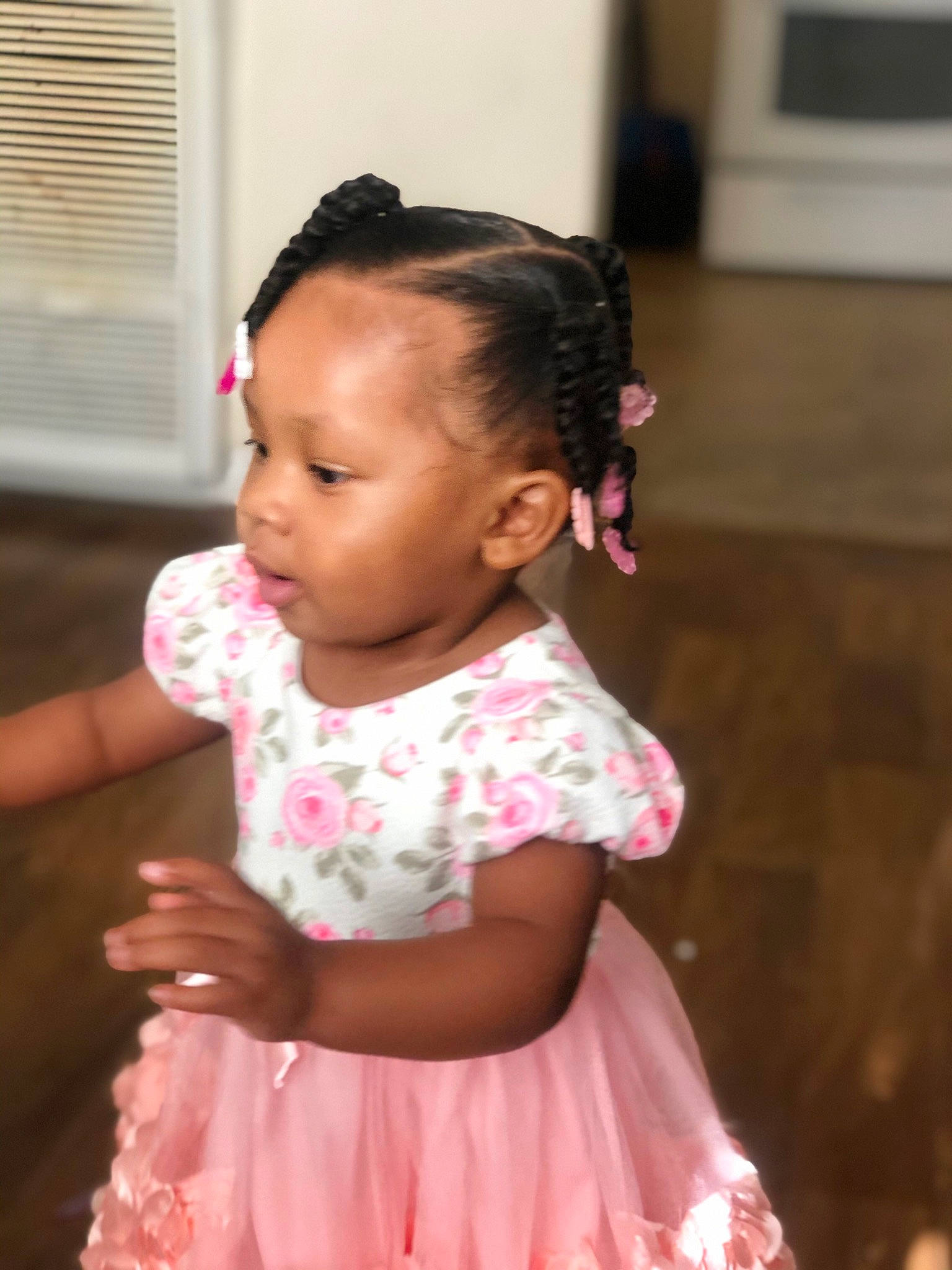 Nylah Bell joined the competition — help win amazing prizes! baby, cheek, child, dress, hair, hairstyle, person, pink, skin, toddler
