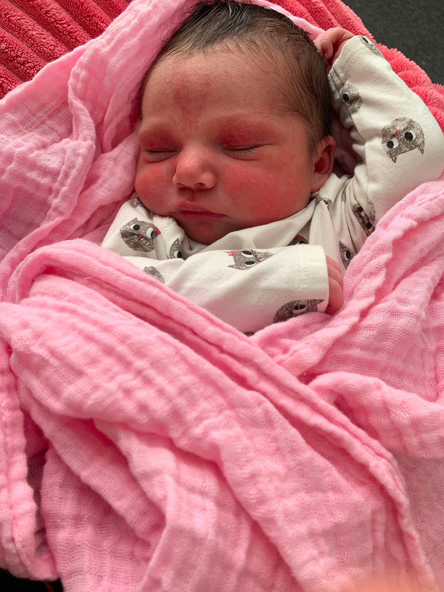 Ryatt is registered to the contest to win money with this photo: baby, baby_products, bedtime, blanket, cheek, child, linens, lip, mouth, person, pink, product, skin, sleep, textile, toddler