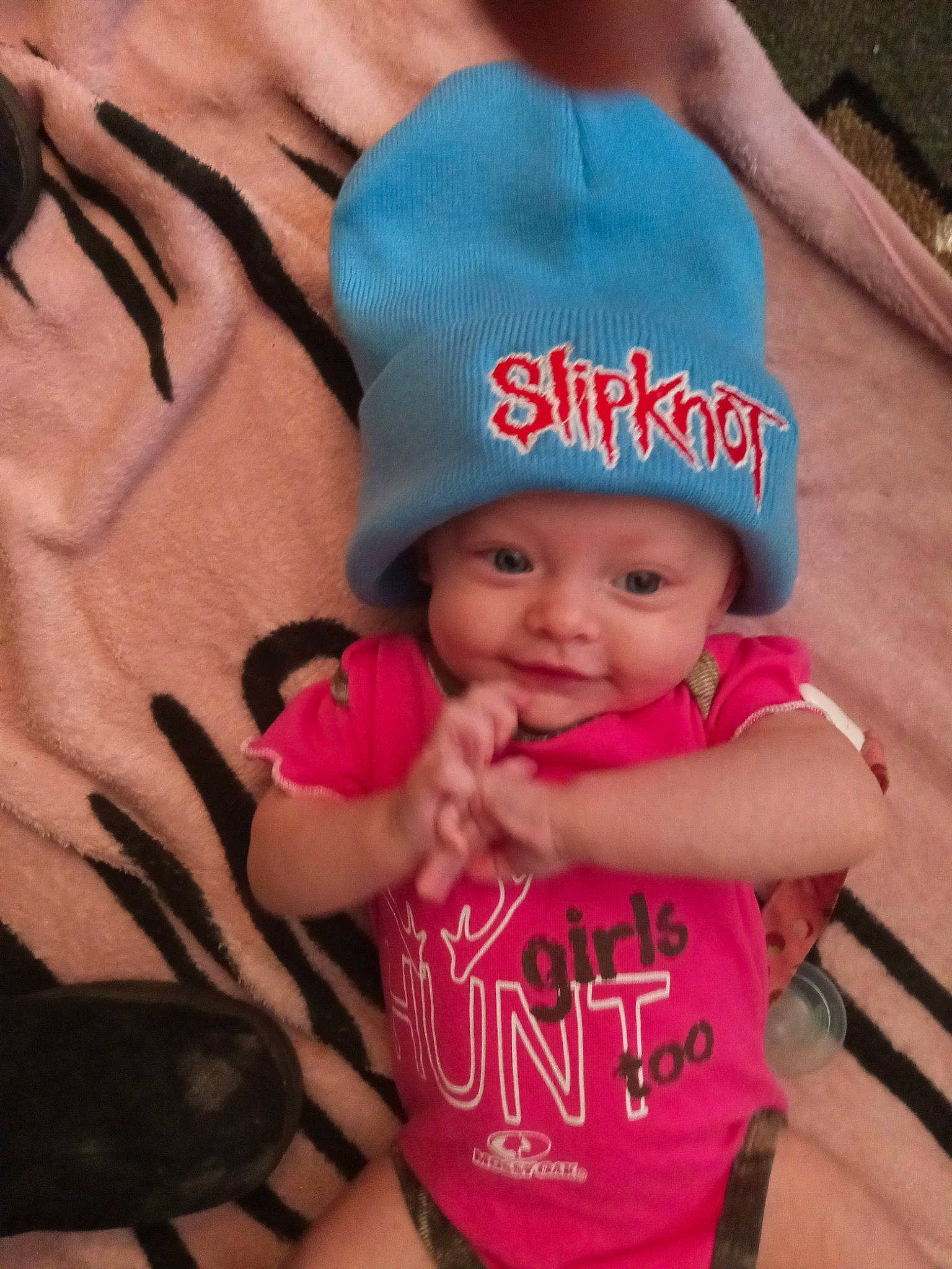 Alexandria joined the competition — help win amazing prizes! baby, baby_toddler_clothing, baseball_cap, cap, cheek, child, cool, eye, face, finger, happy, head, headgear, headwear, human_body, mammal, person, pink, skin, smile