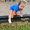 Delilah joined the competition — help win amazing prizes! toddler, child, playground, climbing, blue_clothing, yellow_bow, grass, outdoor, daylight, face, sock, adventure, determined, play_equipment, barrier, young_child, person, active, cute