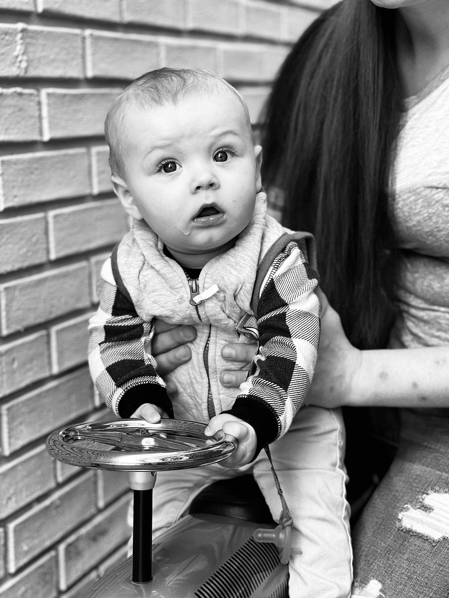 Daniel joined the competition — help win amazing prizes! baby, black, black_and_white, cheek, child, cool, flash_photography, happy, mammal, monochrome, monochrome_photography, organ, person, photograph, skin, sleeve, standing, style, surprise, toddler