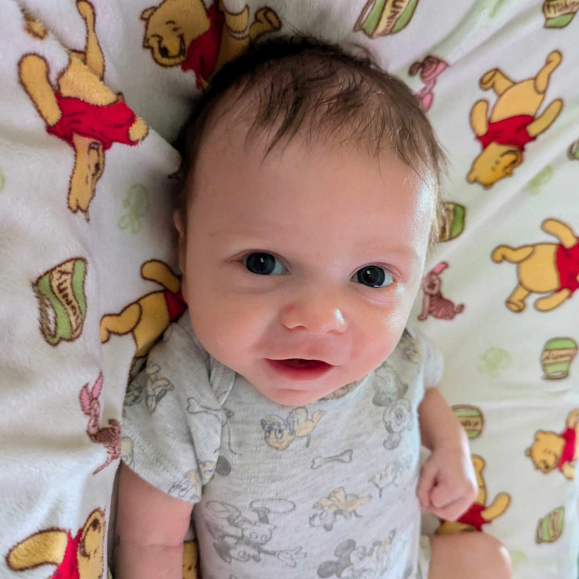 Jaxon is registered to the contest to win money with this photo: applique, baby, bed, blanket, bodypart, clothing, crib, cushion, face, finger, furniture, hand, head, homedecor, infantbed, newborn, pattern, person, photography, portrait