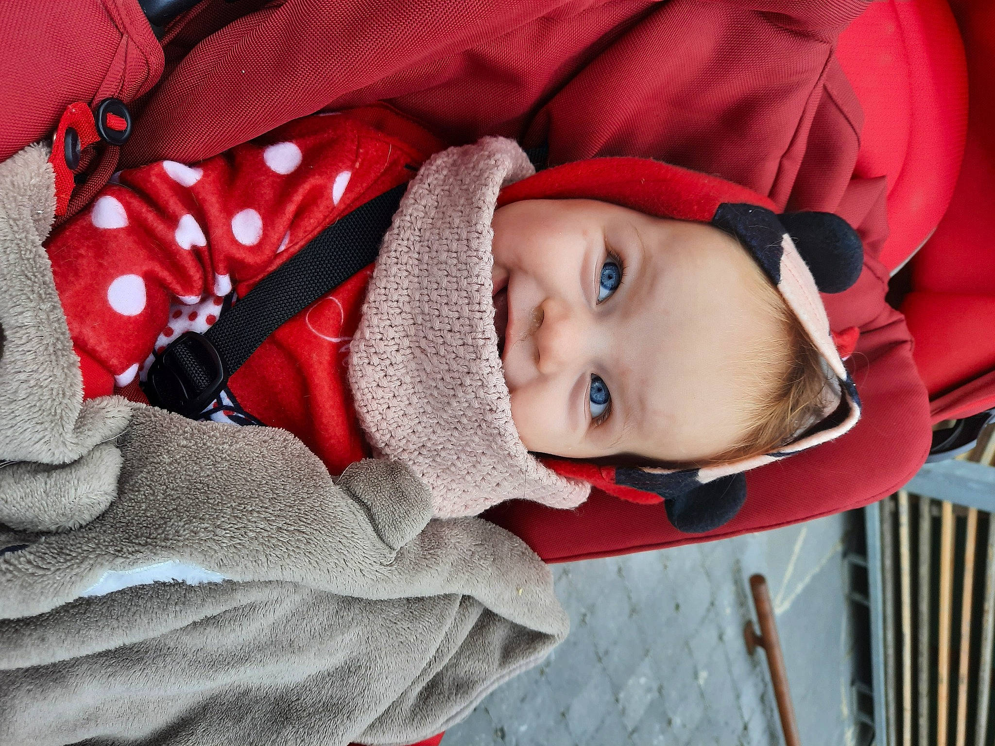Yaelle a rejoint le concours — aidez-le/la à gagner de superbes lots ! baby, cheek, chin, comfort, eye, face, facial_expression, head, headgear, human_body, lip, mouth, nose, outerwear, person, pink, skin, sleeve, textile, tree