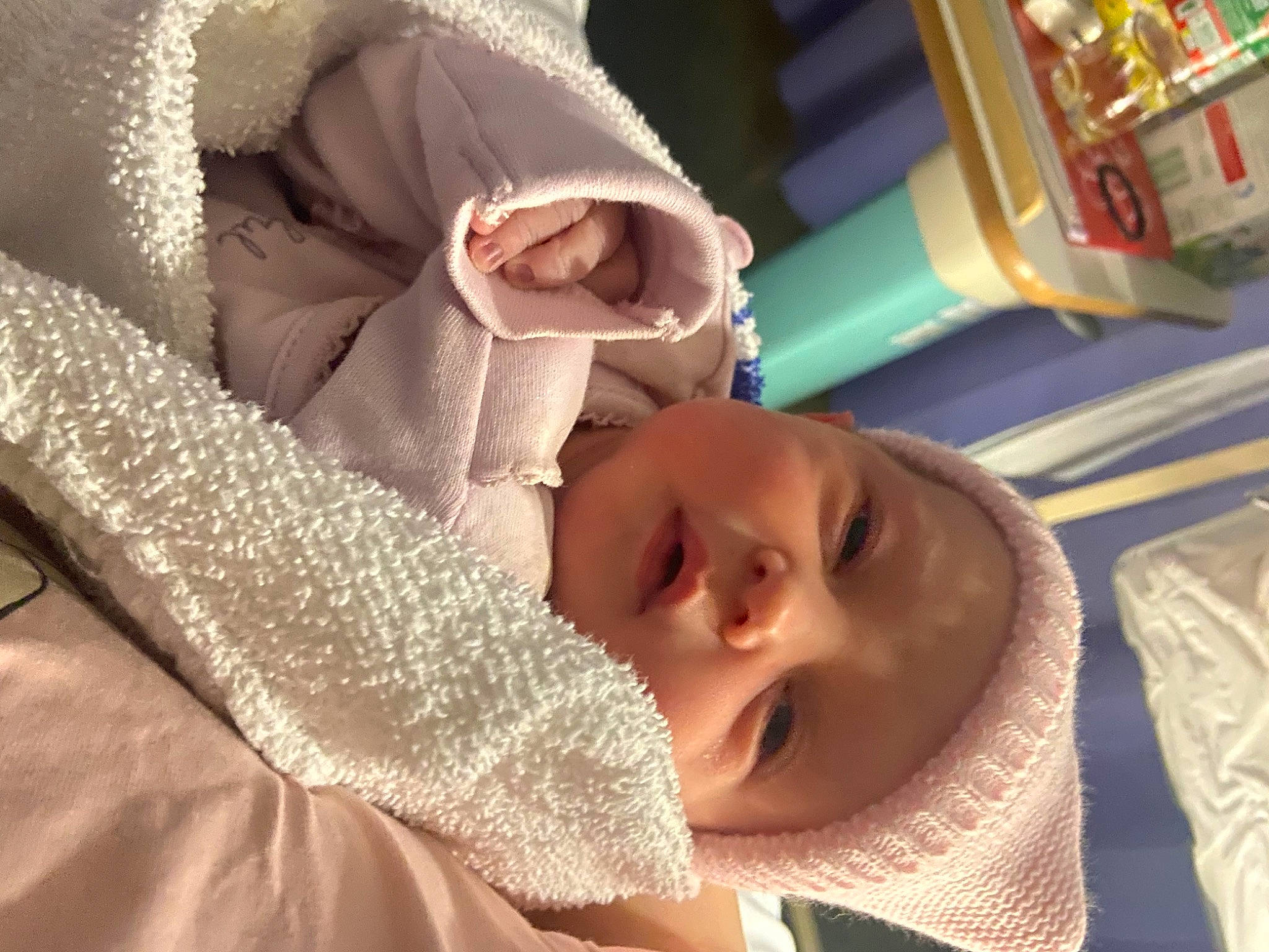 Kayleigh is registered to the contest to win money with this photo: baby, baby_products, baby_toddler_clothing, cheek, child, chin, comfort, ear, eyelash, finger, happy, hat, linens, mouth, nose, person, product, room, skin, smile