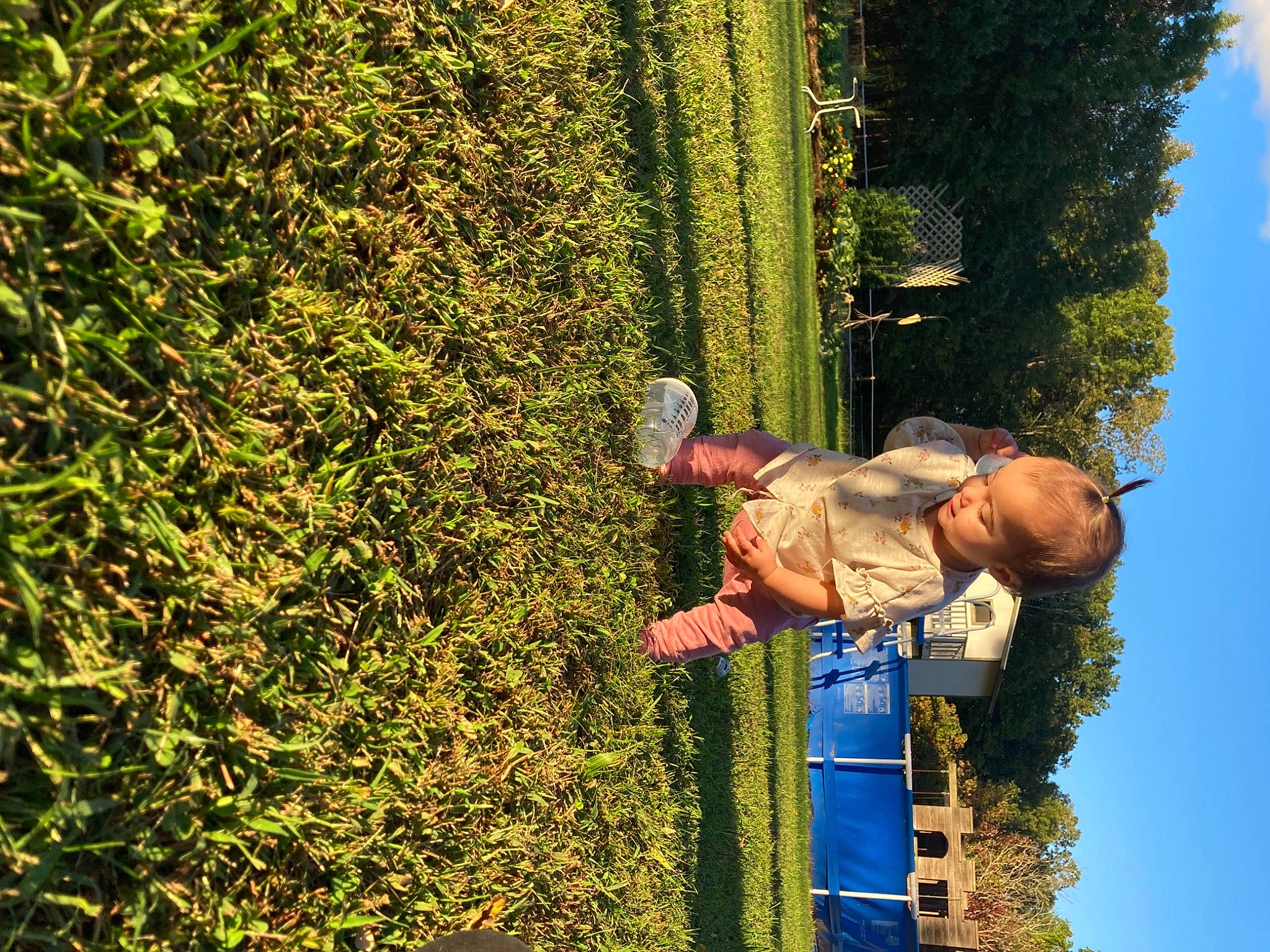 Eliza is registered to the contest to win money with this photo: fun, garden, grass, happy, hedge, landscape, leisure, people_in_nature, person, plant, recreation, shrub, sky, soil, t_shirt, tree, woody_plant