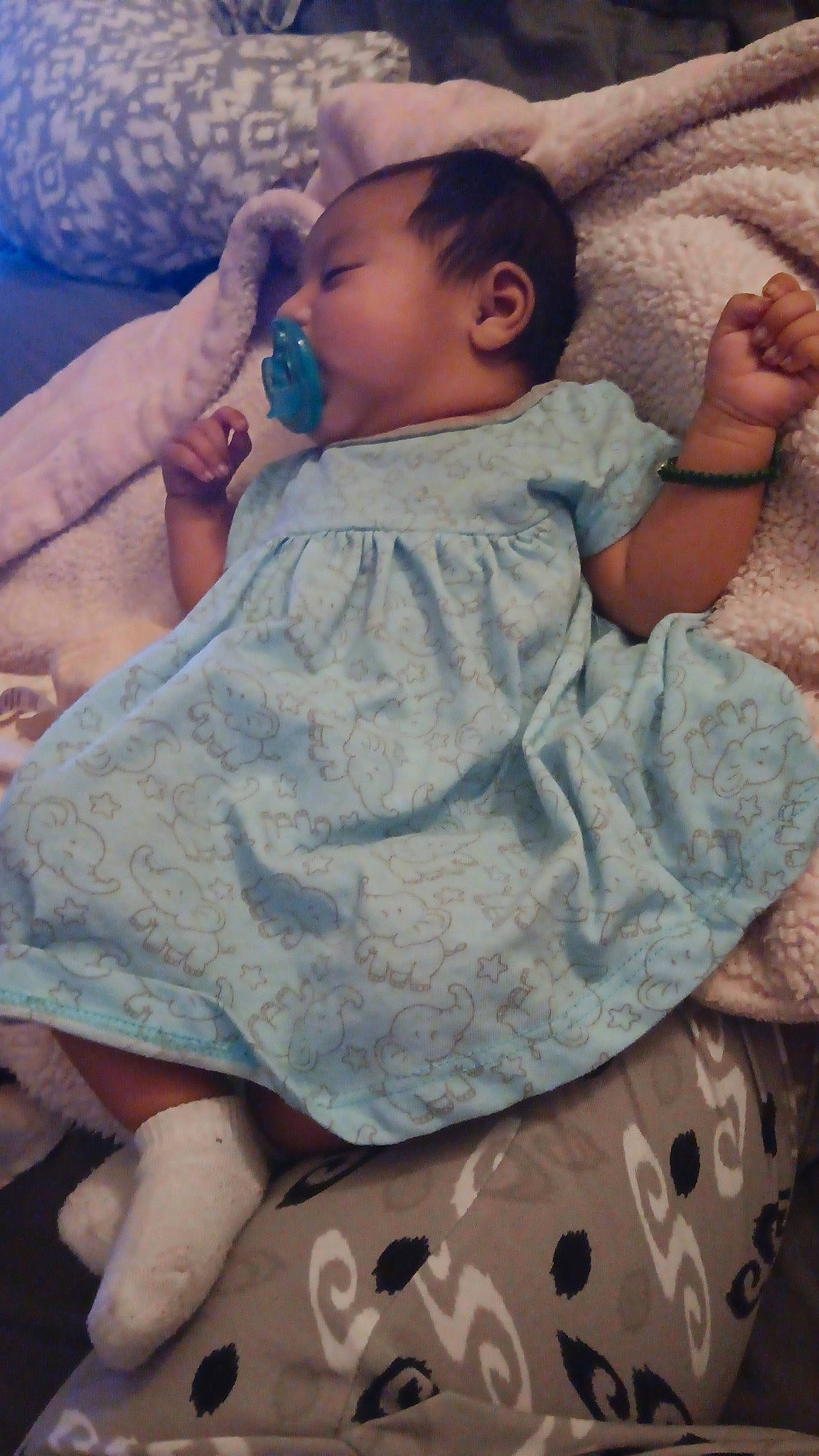 Kattaleya joined the competition — help win amazing prizes! baby, baby_products, baby_toddler_clothing, cheek, child, comfort, eye, happy, human_leg, linens, lip, mouth, pattern, person, pink, sitting, skin, sleeve, sock, thigh