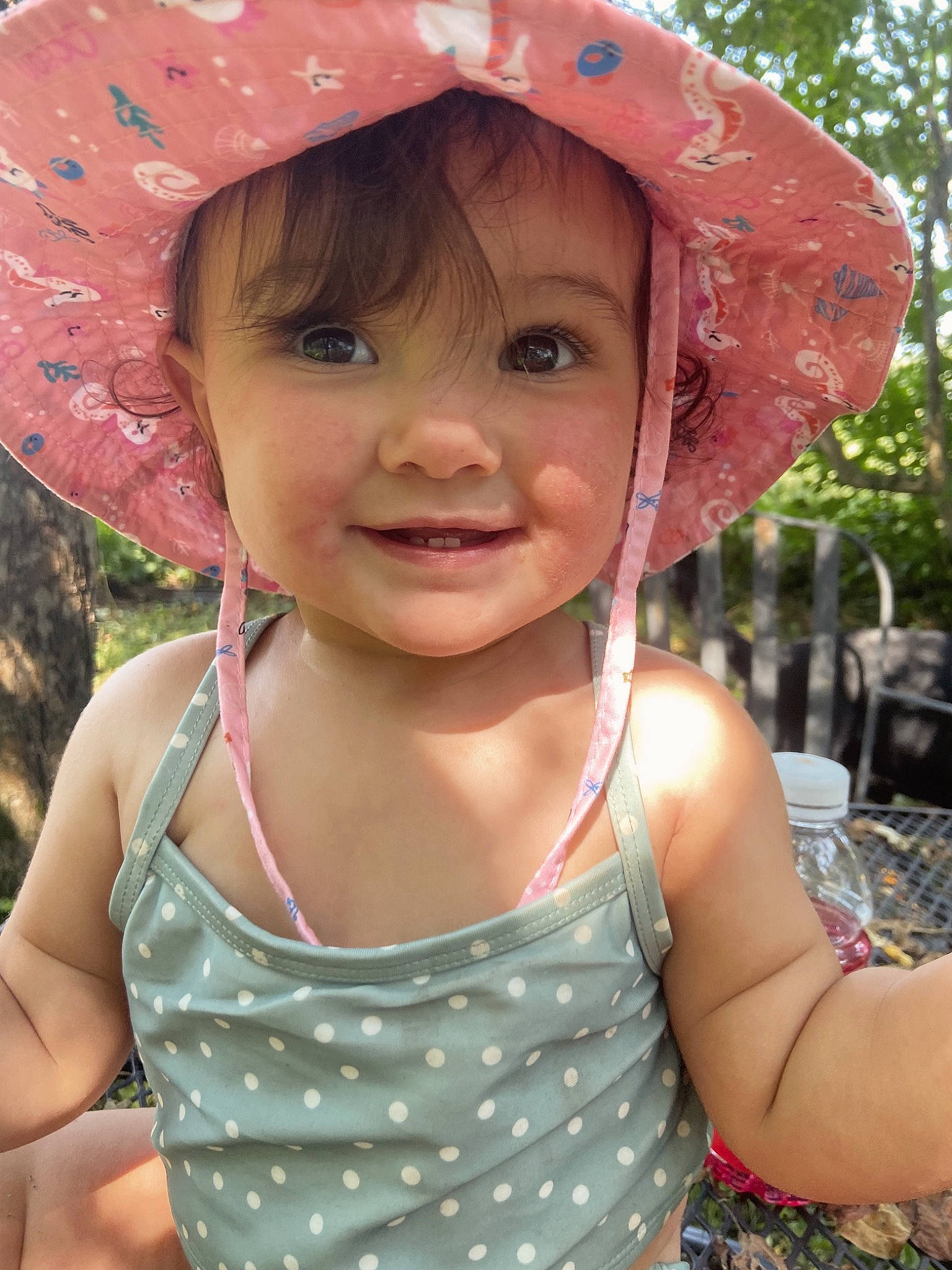 Evelynn joined the competition — help win amazing prizes! chair, chin, clothing, cool, facial_expression, fun, happy, hat, headgear, human, joy, leisure, organ, people, person, photograph, pink, smile, summer, sun_hat