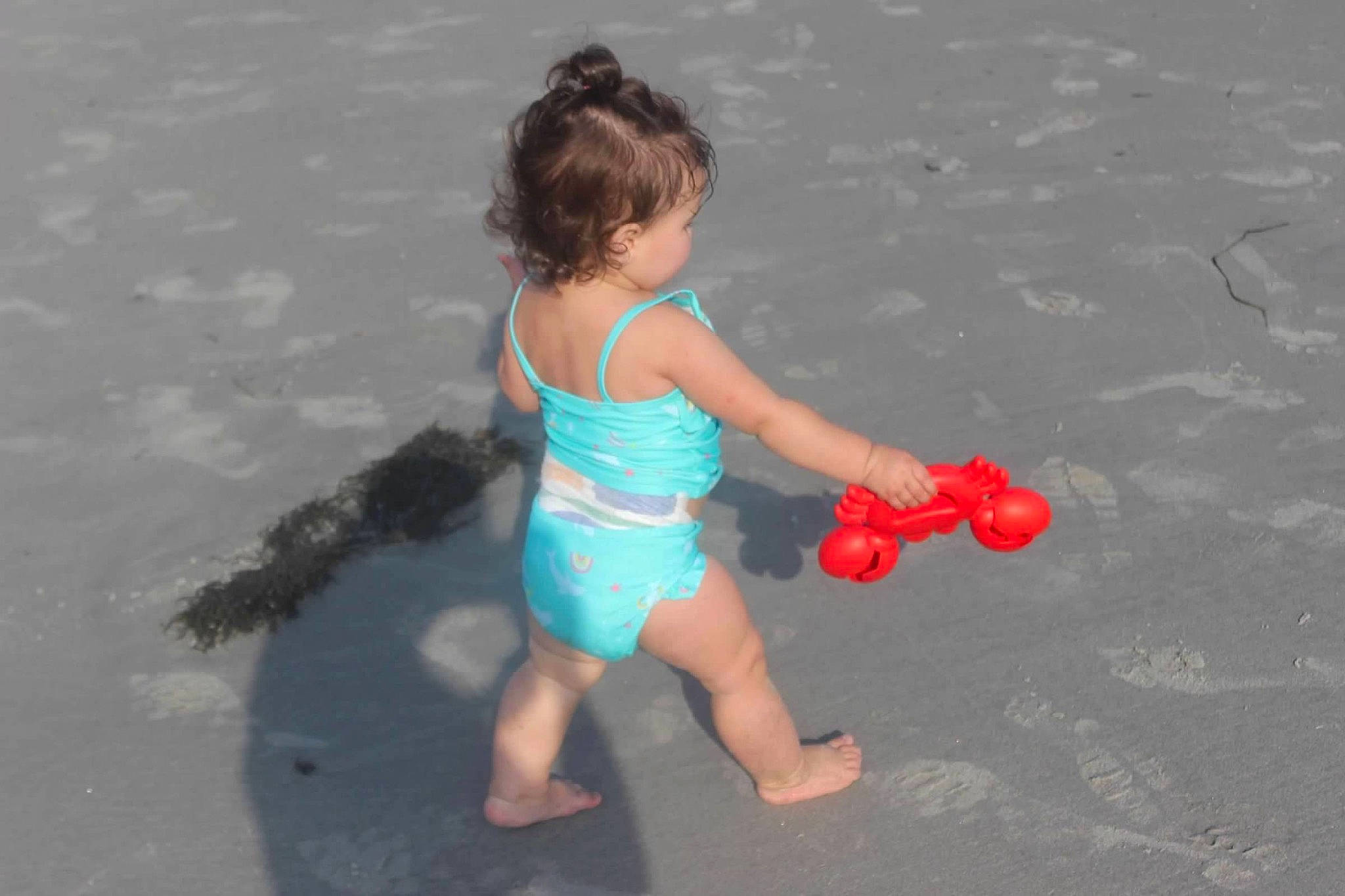 Evelynn joined the competition — help win amazing prizes! barefoot, beach, electric_blue, foot, fun, gesture, happy, human_body, human_leg, leisure, ocean, one_piece_swimsuit, person, play, recreation, sand, swimwear, t_shirt, thigh, toddler