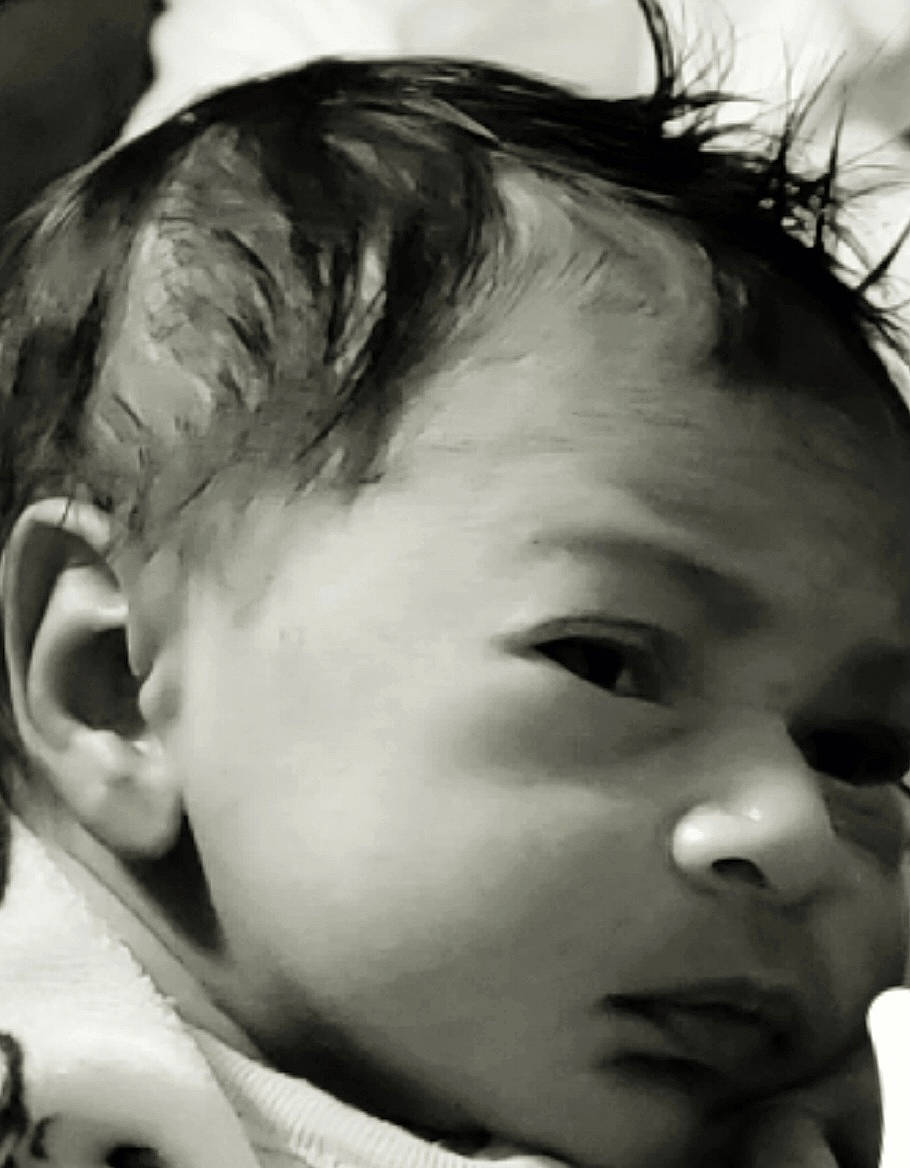 Khalie Marie is registered to the contest to win money with this photo: black, black_and_white, cheek, ear, eyelash, forehead, gesture, happy, iris, jaw, lip, monochrome, monochrome_photography, mouth, nose, person, photograph, smile, style, toddler