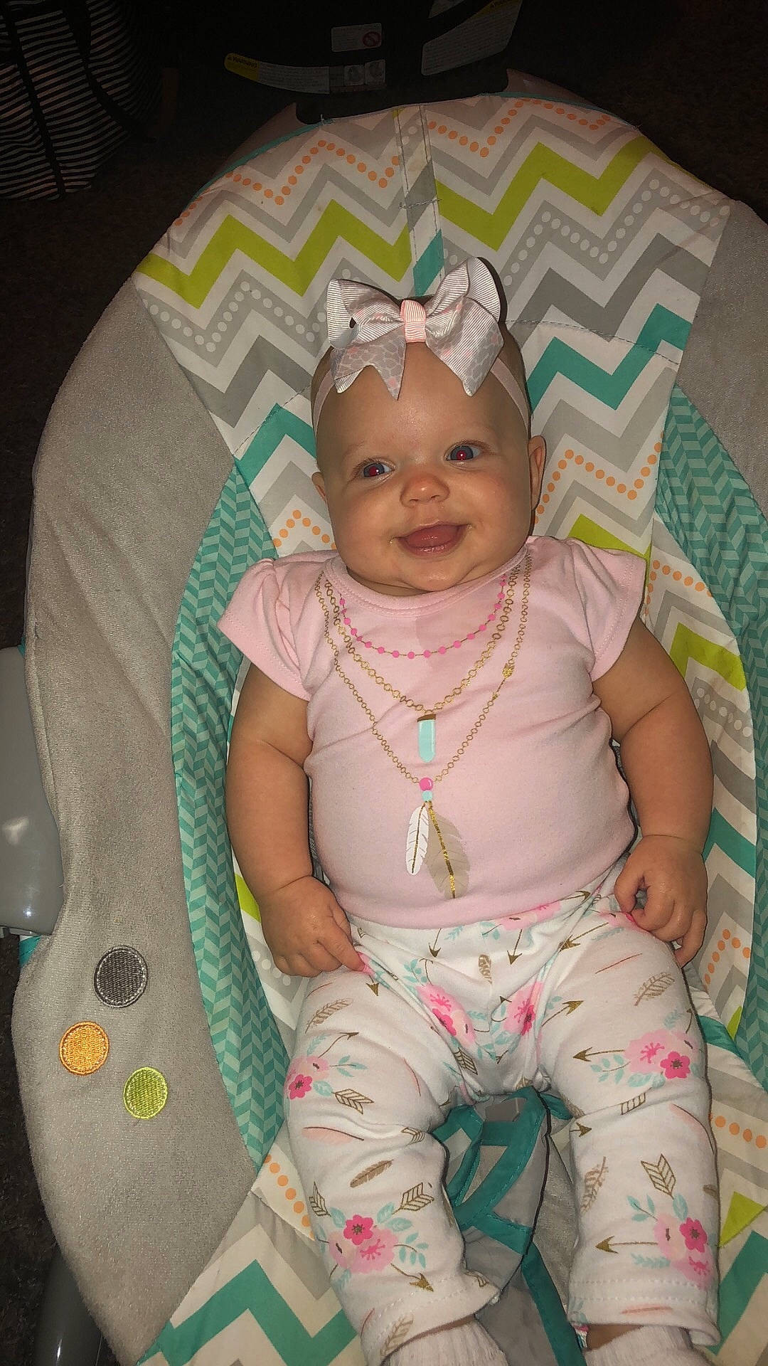 Blakelyn joined the competition — help win amazing prizes! baby_products, child, day, eye, girl, head, infant, iris, joy, person, pink, product, sitting, skin, smile, textile, toddler, toy