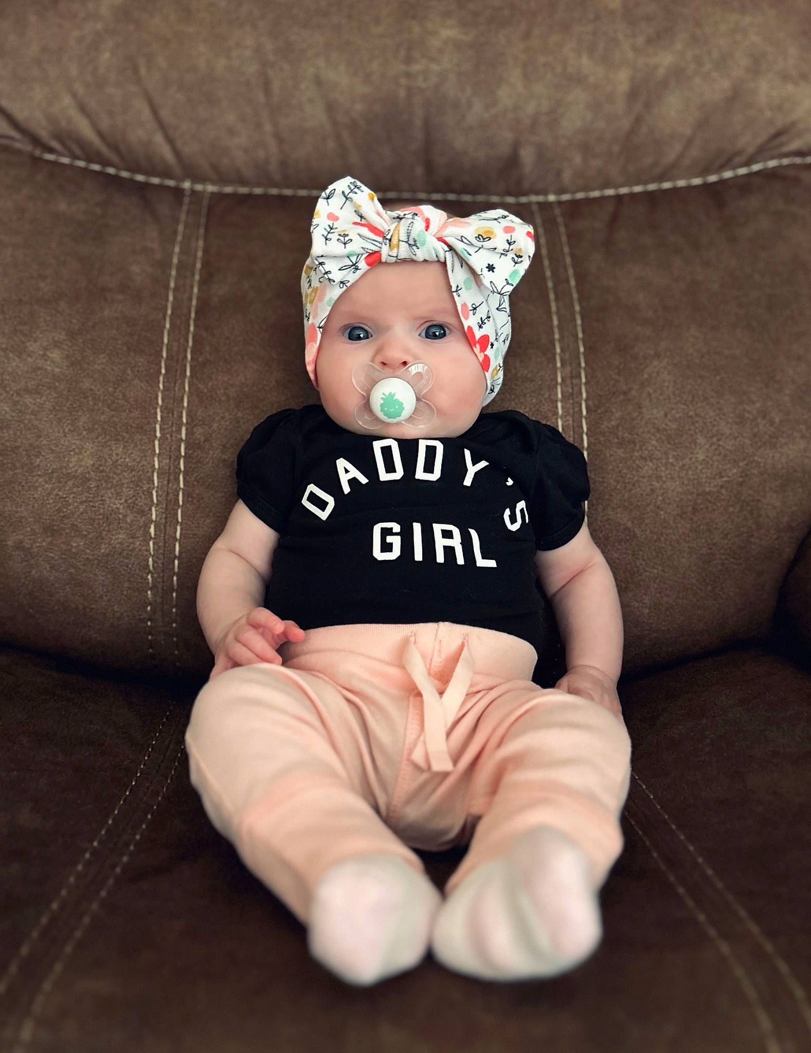 Brynleigh joined the competition — help win amazing prizes! baby, baby_toddler_clothing, beanie, cap, child, comfort, costume_hat, couch, fashion_accessory, happy, hat, head, headband, headwear, human_body, party_hat, person, sitting, sleeve, smile