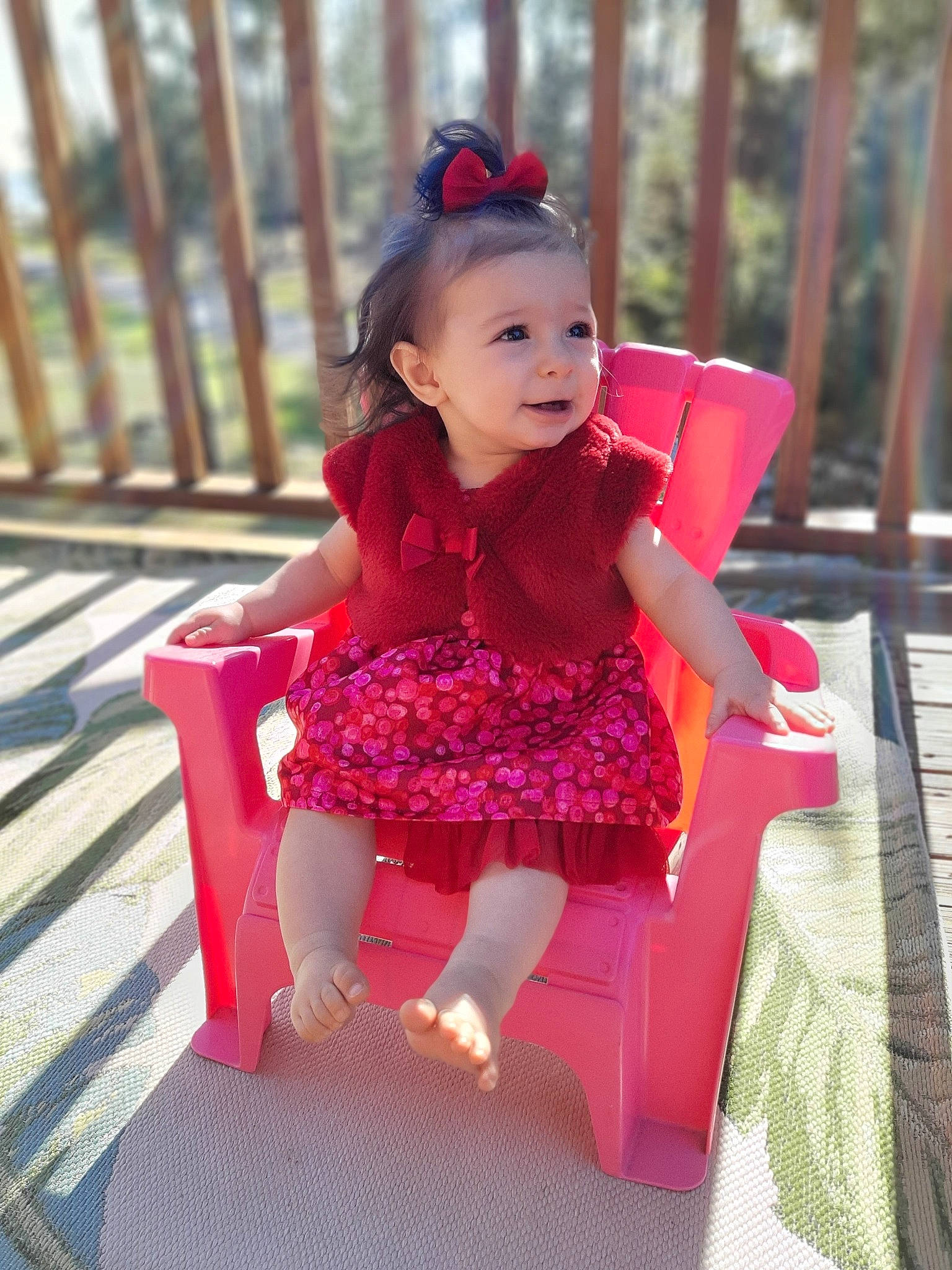 Allura joined the competition — help win amazing prizes! child, child_model, clothing, costume, dress, magenta, person, pink, plant, play, red, sitting, toddler