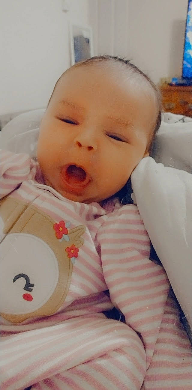 Jazmine joined the competition — help win amazing prizes! baby, baby_toddler_clothing, carmine, cheek, child, chin, comfort, eyelash, face, facial_expression, happy, head, iris, linens, lip, nose, person, skin, sleeve, smile