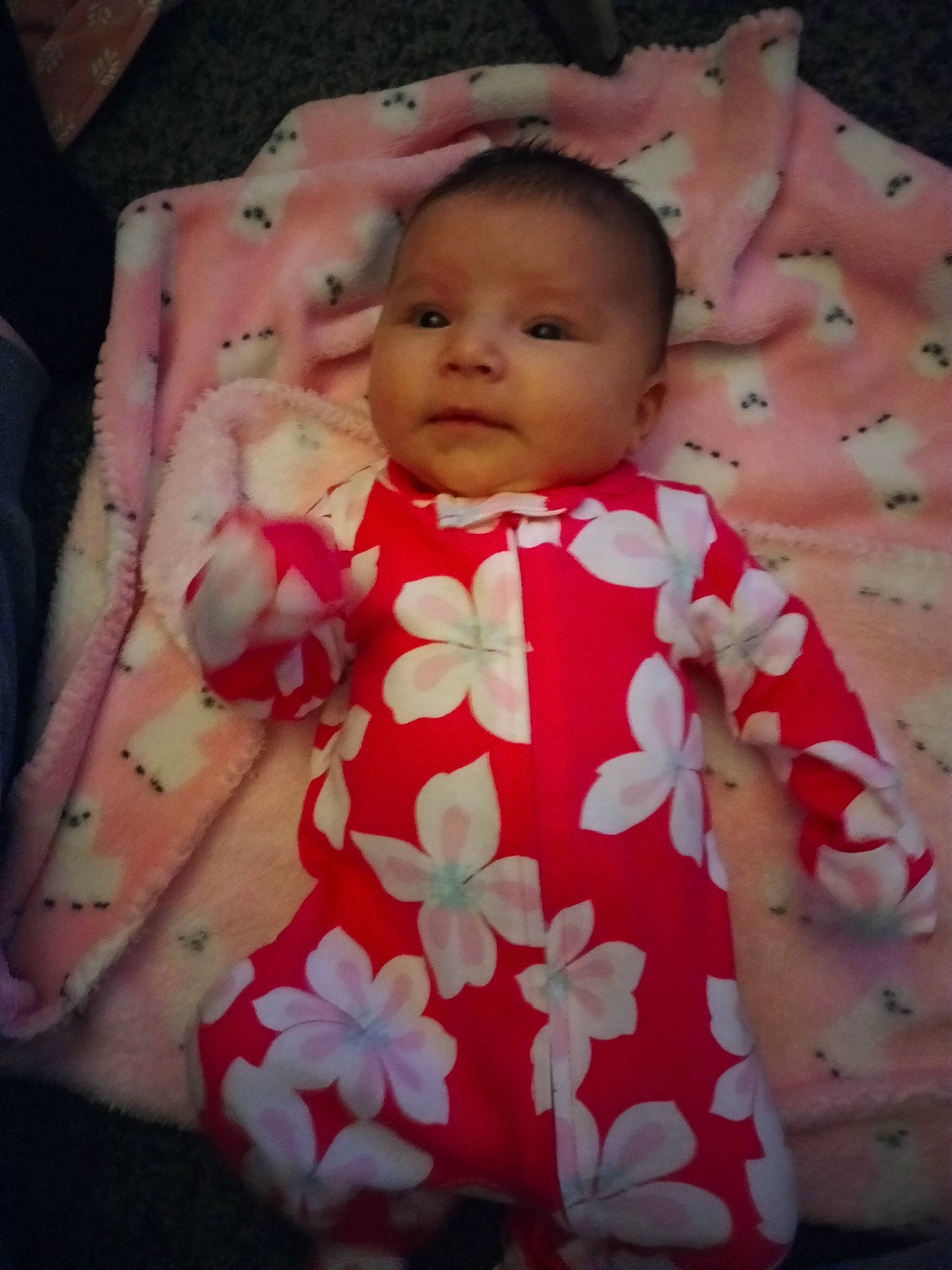 Jazmine joined the competition — help win amazing prizes! baby, baby_toddler_clothing, cheek, child, comfort, dress, eye, face, finger, happy, head, human_body, linens, lip, mouth, nose, person, pink, skin, sleeve