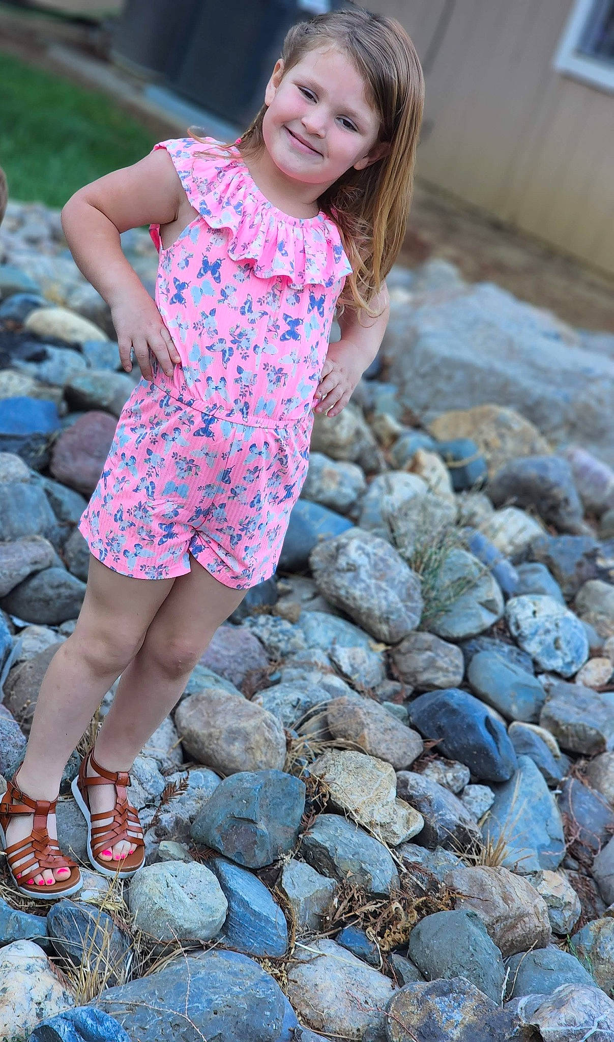 Cassandra joined the competition — help win amazing prizes! beauty, bedrock, child, electric_blue, fashion, flash_photography, fun, grass, happy, human_leg, joy, landscape, leisure, magenta, pattern, people_in_nature, person, photograph, rock, sitting