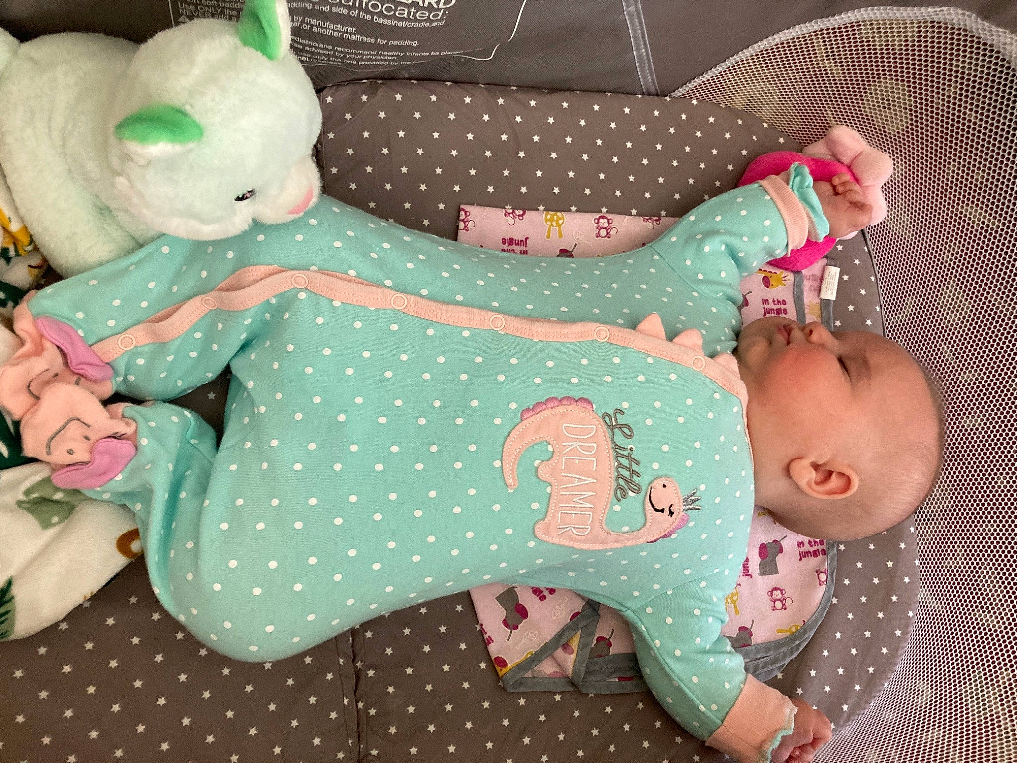 Kaliah is registered to the contest to win money with this photo: baby, baby_products, baby_toddler_clothing, child, comfort, green, lap, linens, mammal, pattern, person, pink, rabbit, room, sleeve, teddy_bear, textile, toddler, toy, vertebrate