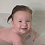 Jameson joined the competition — help win amazing prizes! baby, child, smiling, wet_hair, bath, water, bubbles, skin, face, happy, cute, infant, young_child, playful, indoors, closeup, person, joy, splash, clean