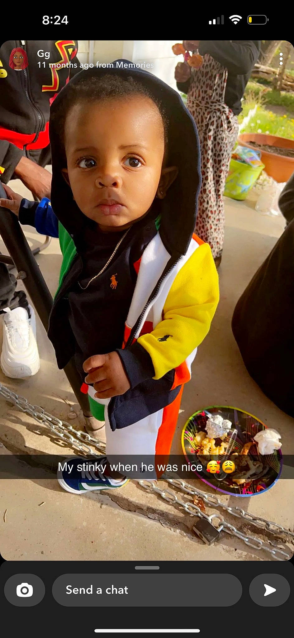 Laveon Holloman is registered to the contest to win money with this photo: baby, chair, child, comfort_food, fun, happy, hoodie, person, personal_protective_equipment, recreation, sitting, suit, t_shirt, toddler, toy