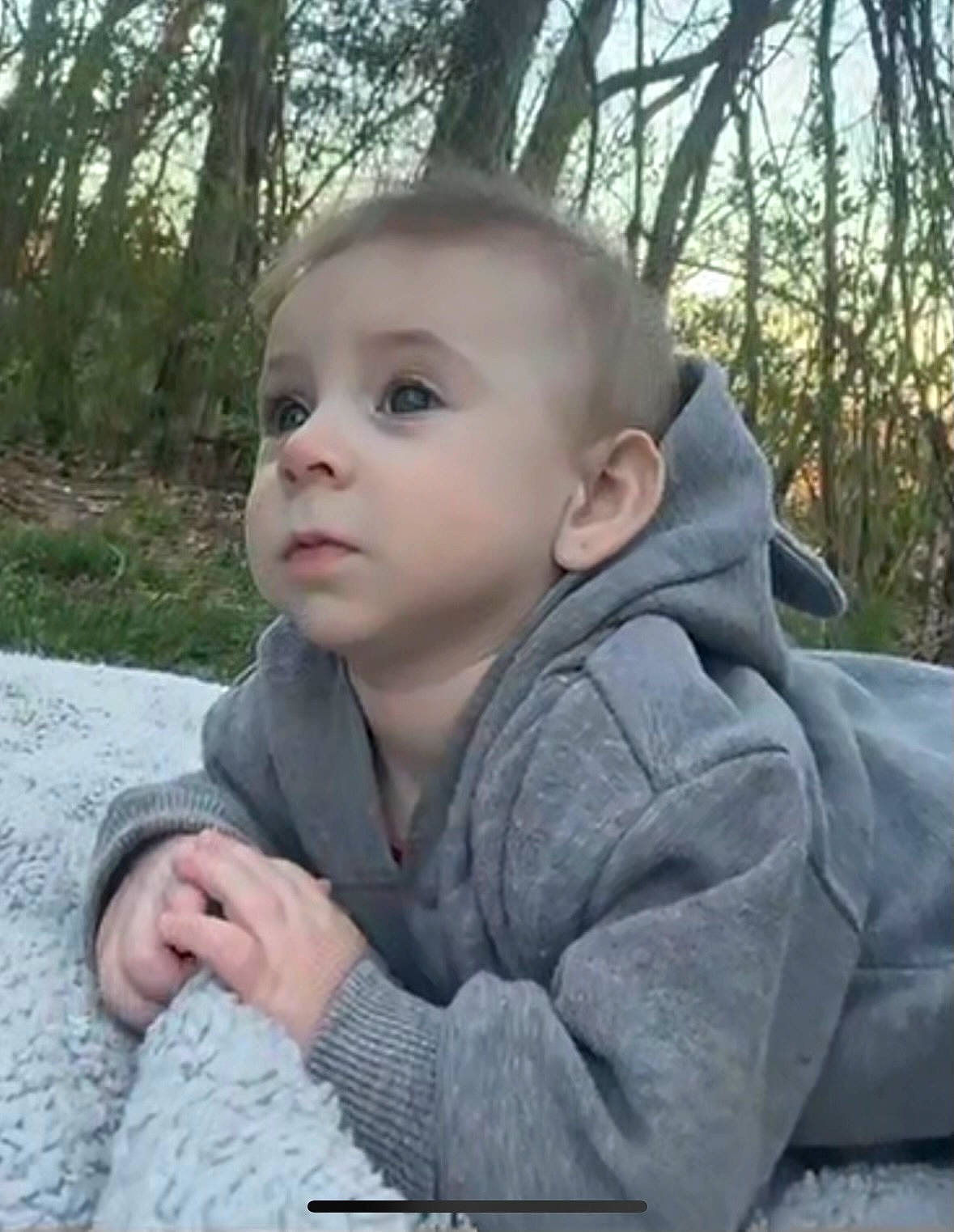 Oceana joined the competition — help win amazing prizes! baby, baby_toddler_clothing, cheek, child, fur, grass, hood, hoodie, nose, outerwear, pattern, person, plant, portrait_photography, sitting, sky, sleeve, toddler, tree, winter