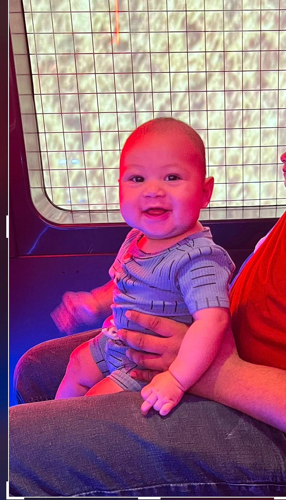 Ace joined the competition — help win amazing prizes! baby, baby_toddler_clothing, carmine, child, electric_blue, flooring, fun, happy, magenta, person, pink, play, product, purple, room, sitting, smile, t_shirt, thumb, toddler