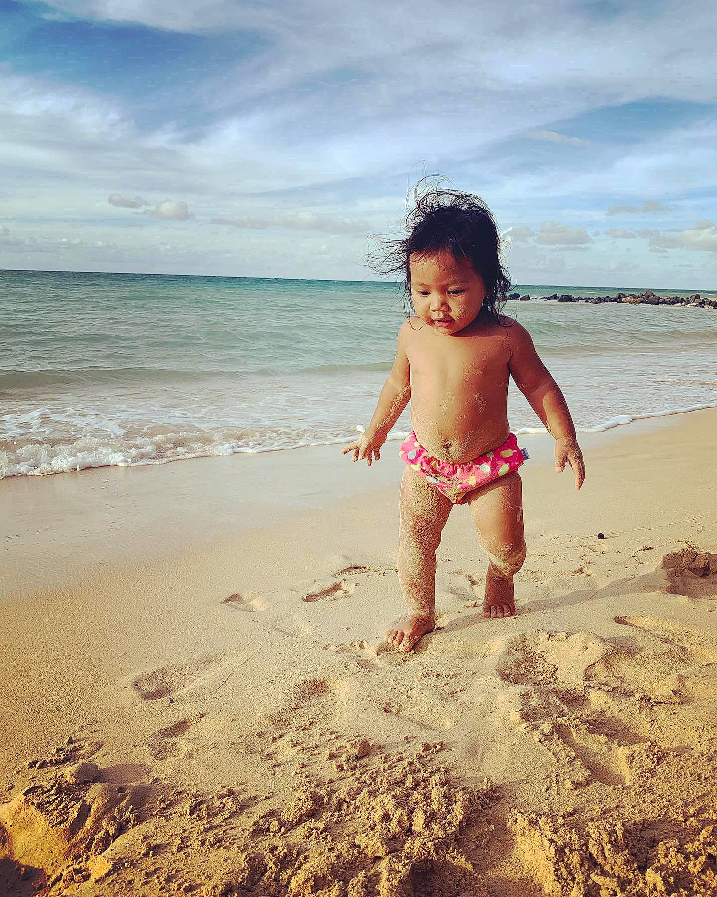 Emilia joined the competition — help win amazing prizes! beach, child, cloud, coast, fun, happy, ocean, person, photograph, photography, play, sand, sea, shore, sky, smile, summer, toddler, vacation, water