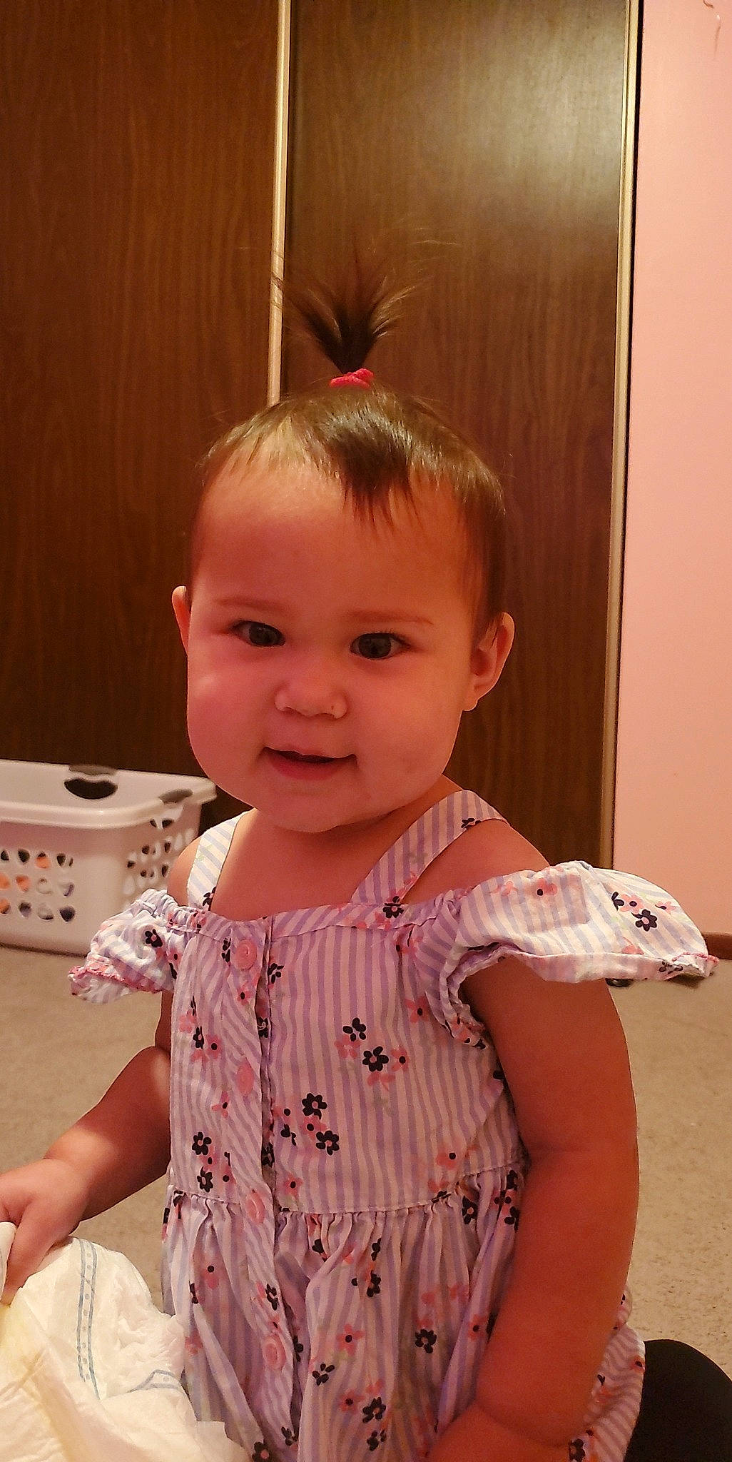 Raelynn joined the competition — help win amazing prizes! baby, baby_toddler_clothing, beauty, cheek, child, chin, dress, eyelash, facial_expression, fun, happy, joy, lip, nose, pattern, person, pink, skin, sleeve, smile