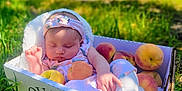 Amariah joined the competition — help win amazing prizes! baby, sleeping, peach, fruit, box, outdoor, grass, headband, blanket, infant, nature, child, cute, resting, summer, soft, peaceful, portrait, fresh, daylight