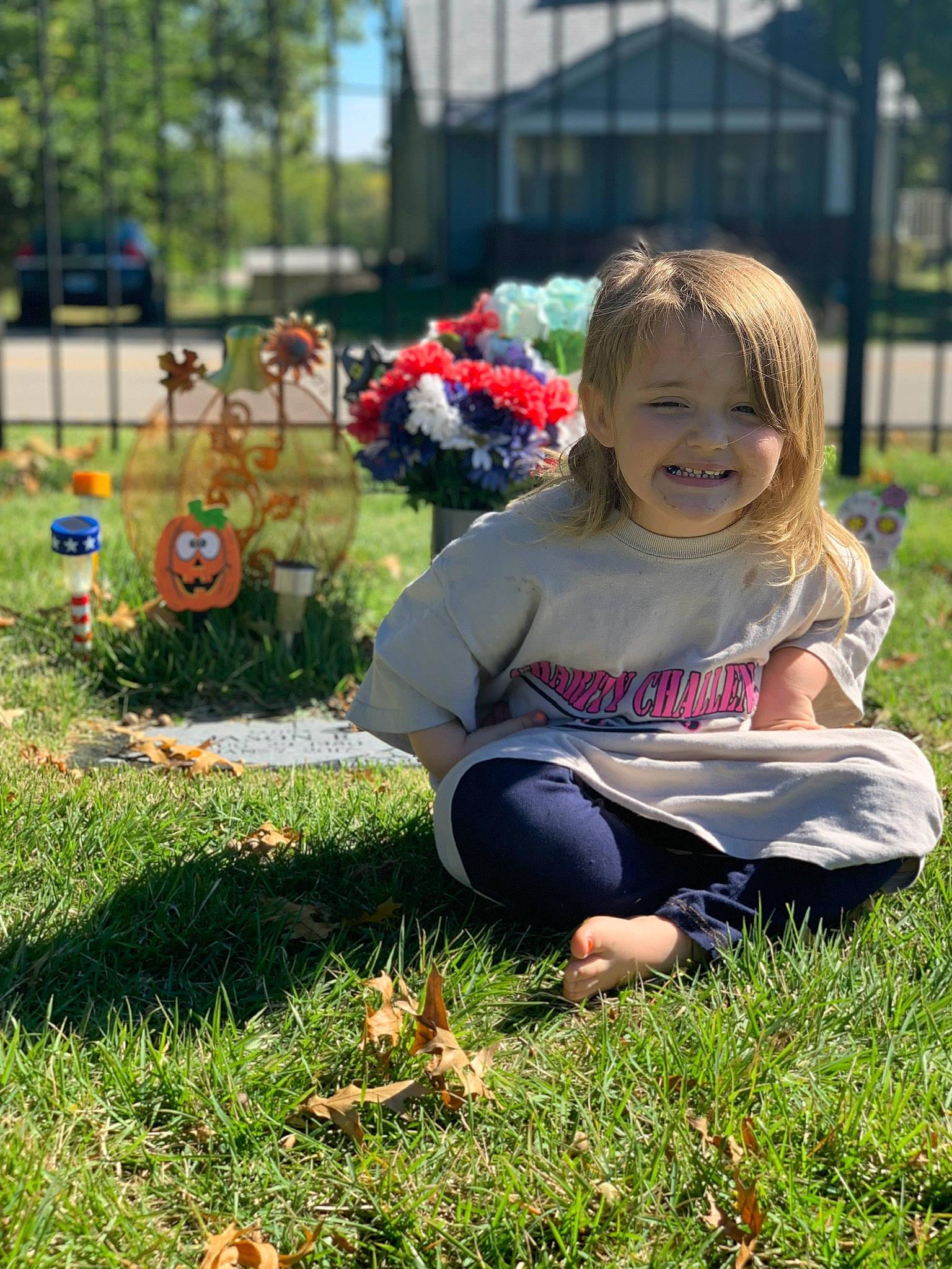 Kourtney joined the competition — help win amazing prizes! botany, child, flower, garden, grass, grass_family, joy, lawn, person, plant, play, sitting, smile, spring