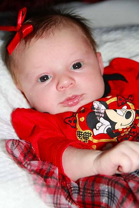 Kinsley joined the competition — help win amazing prizes! cheek, child, eye, girl, hair_accessory, infant, iris, lip, mouth, nose, person, product, red, skin, smile, textile, toddler