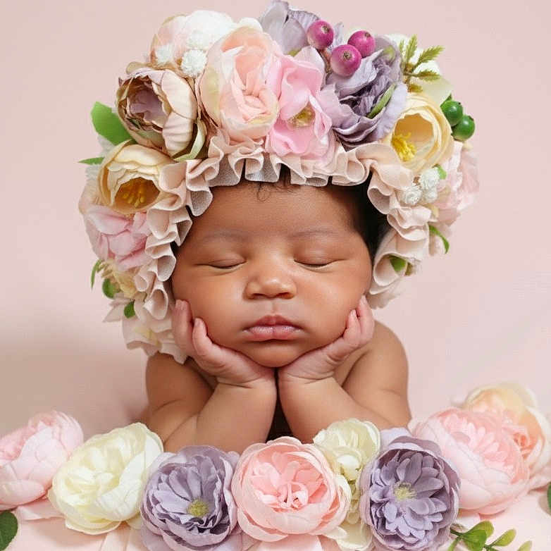 Vivianna is registered to the contest to win money with this photo: adorable, baby, close_up, cute, decorative_flowers, face, floral, flower_crown, hands, headwear, infant, newborn, pastel_colors, peaceful, portrait, resting, serene, skin, sleeping, soft_lighting
