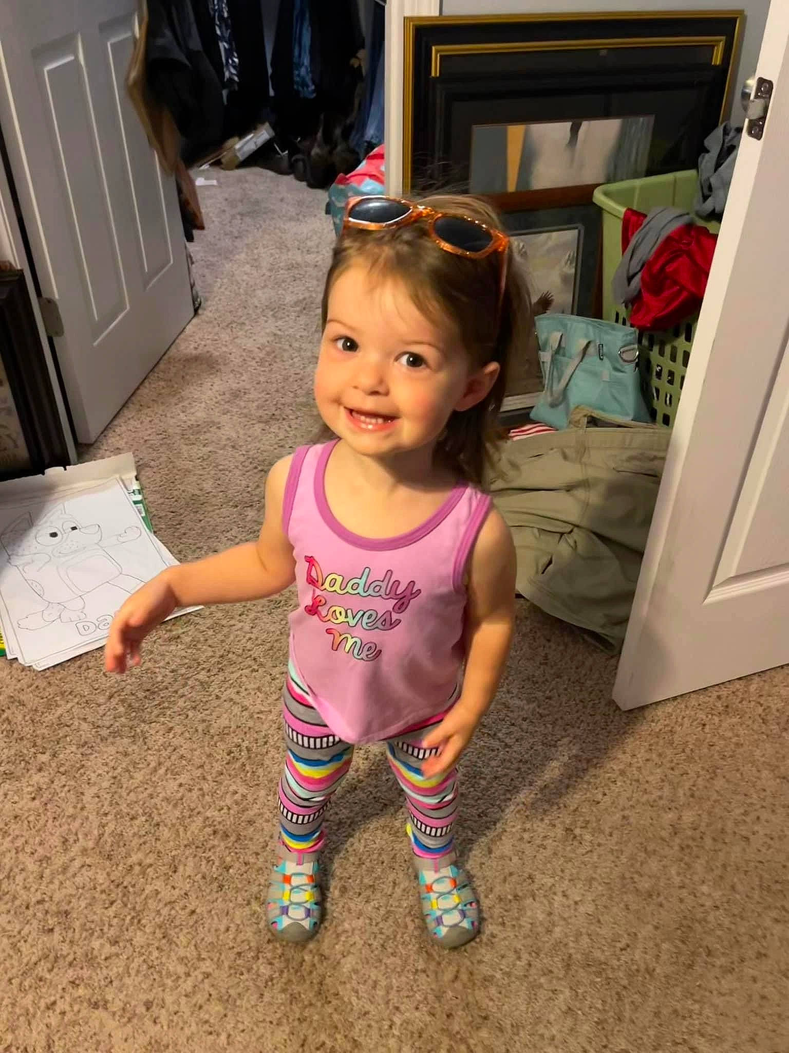 Kaylee joined the competition — help win amazing prizes! baby_toddler_clothing, cabinetry, eye, face, fun, hair, happy, head, joint, joy, leg, person, pink, shoe, skin, sleeve, smile, sneakers, standing, t_shirt