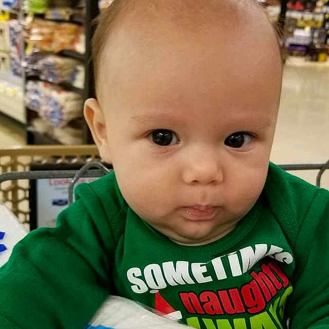Cayde is registered to the contest to win money with this photo: child, food, infant, person, product, toddler