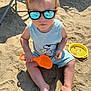 Adrian joined the competition — help win amazing prizes! child, toddler, sunglasses, beach, sand, shovel, toy, sunlight, reflection, casual_clothing, barefoot, outdoor, summer, play, sitting, headwear, cool, sunny, fun, vacation