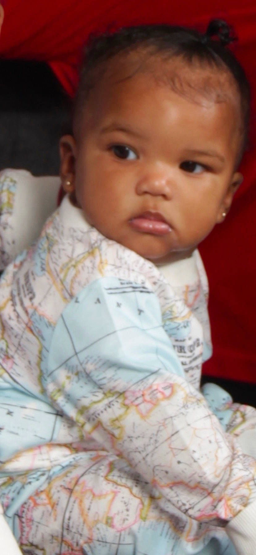 Janiyah is registered to the contest to win money with this photo: baby, baby_toddler_clothing, cheek, child, comfort, ear, eyebrow, eyelash, forehead, happy, iris, linens, lip, mouth, neck, nose, person, skin, sleeve, smile