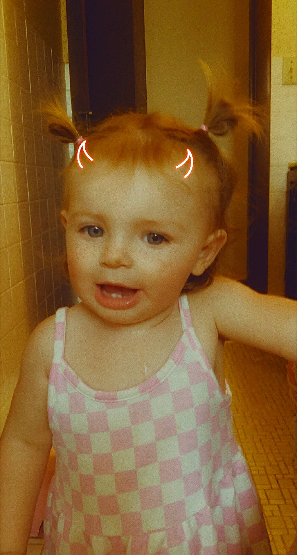 Scarlett joined the competition — help win amazing prizes! baby_toddler_clothing, cheek, chin, cool, day_dress, dress, eyebrow, eyelash, face, fun, happy, iris, lip, neck, nose, person, shoulder, skin, sleeve, smile