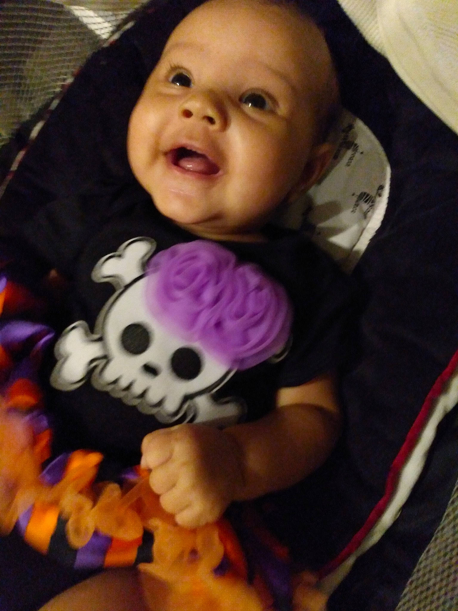 Leona is registered to the contest to win money with this photo: baby, cheek, child, ear, eye, face, happy, head, lip, mouth, nose, person, pink, play, purple, skin, smile, toddler, tooth