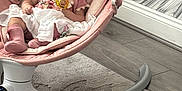 Louanna-Rose joined the competition — help win amazing prizes! baby, sleeping, rocker, pink, blanket, toy, indoor, floor, carpet, headband, clothing, child, peaceful, furniture, modern, wall, wood, comfort, nap, infant