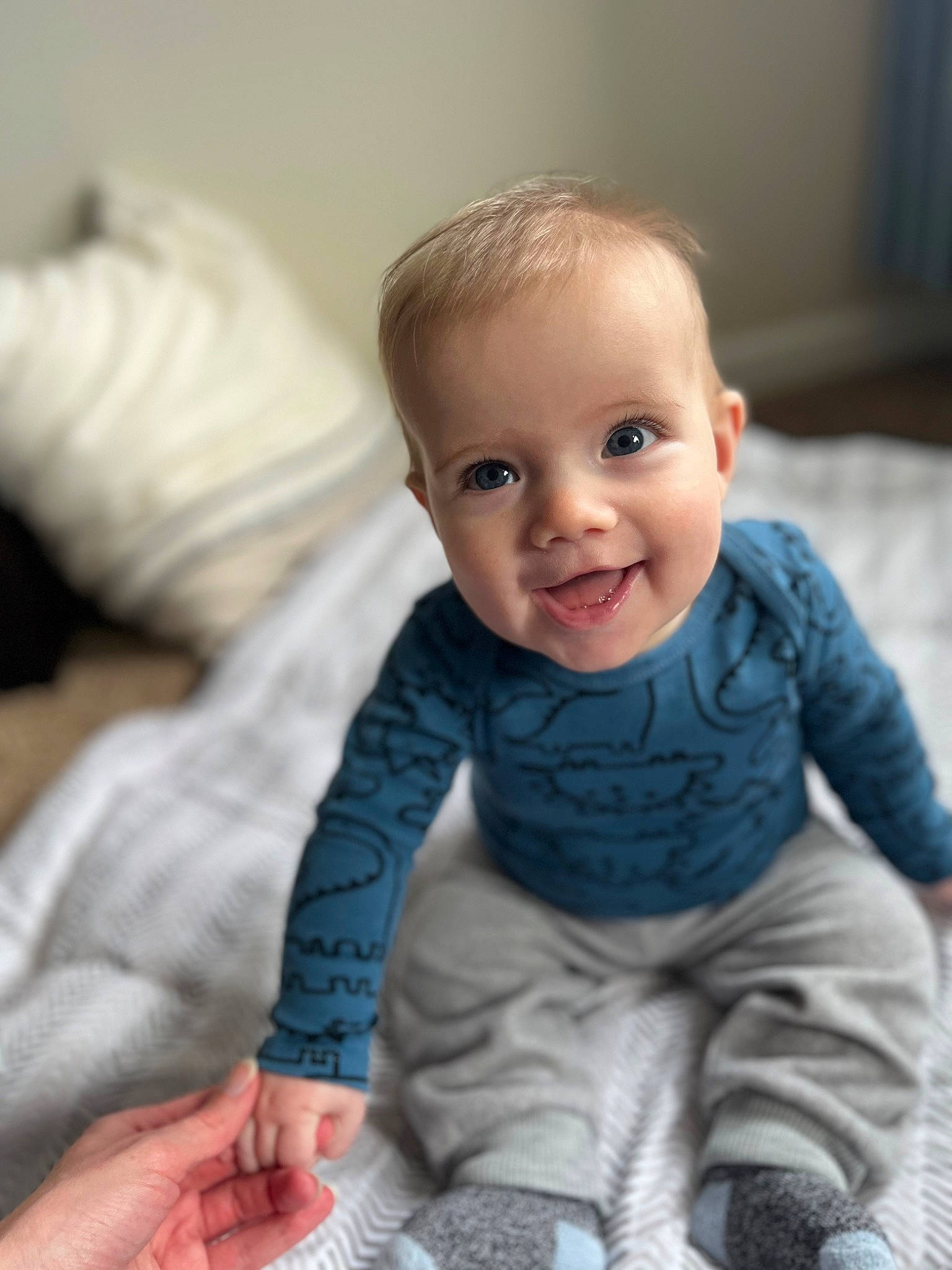 Owen joined the competition — help win amazing prizes! baby, baby_toddler_clothing, cheek, chin, comfort, eye, face, finger, gesture, hair, happy, head, human_body, iris, nose, person, skin, sleeve, smile, standing