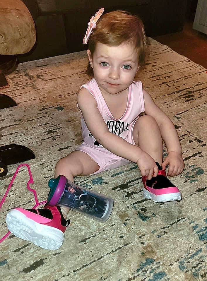 Emberlynn joined the competition — help win amazing prizes! blond, child, cool, flash_photography, foot, footwear, fun, hair, happy, human_leg, joy, leg, leisure, person, pink, play, sand, shoe, sneakers, thigh