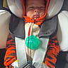 Malakai joined the competition — help win amazing prizes! baby, infant, car_seat, tiger_onesie, pacifier, child, straps, seat_belt, orange, black_stripes, hooded_outfit, cute, sleepy, face, safety, child_seat, transportation, young_child, indoors, portrait