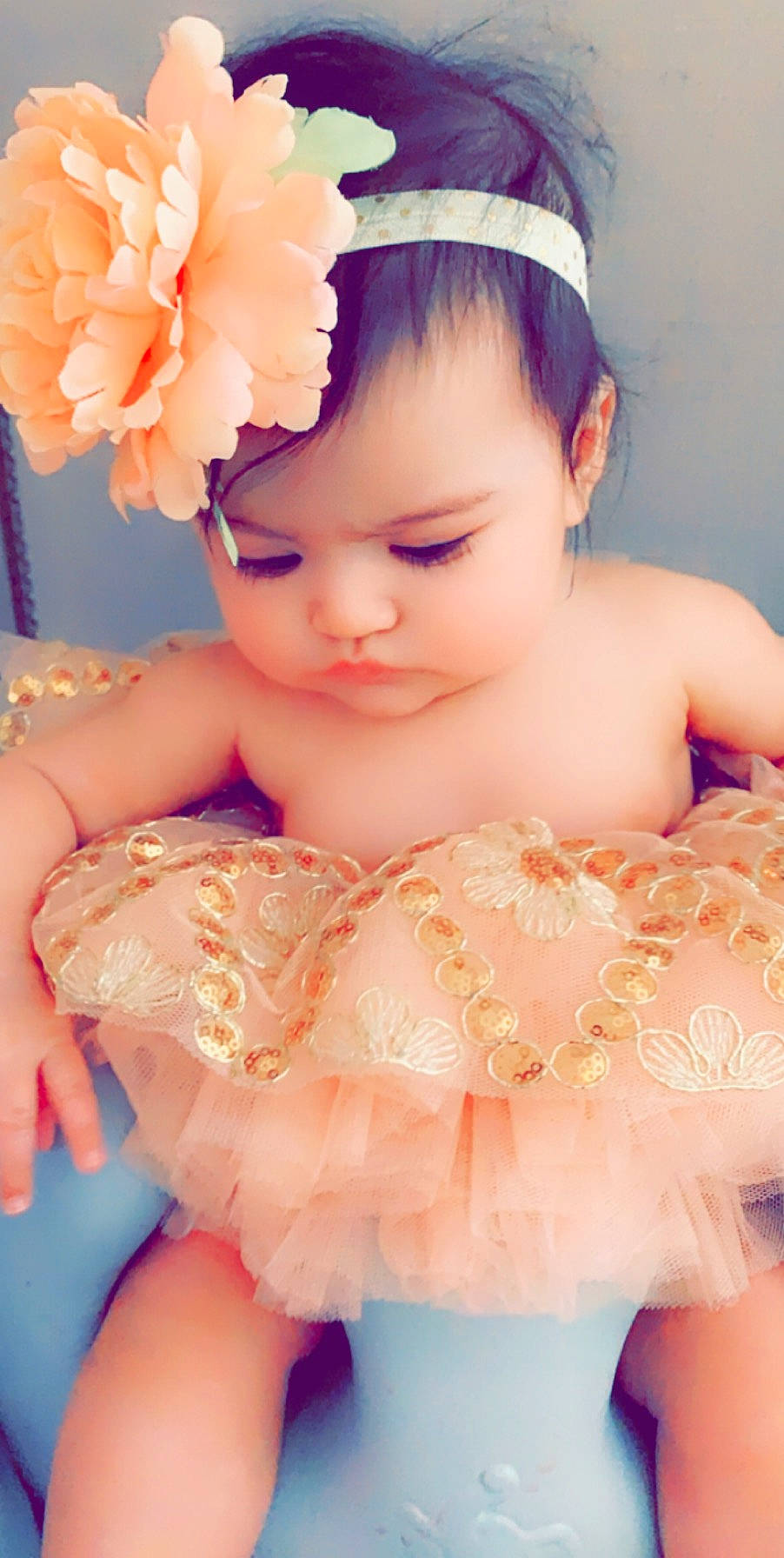 Angelica joined the competition — help win amazing prizes! baby, baby_toddler_clothing, ballet_tutu, beauty, child, costume, dress, embellishment, fashion_accessory, hair_accessory, headband, headgear, headpiece, lace, peach, person, petal, pink, skin, toddler