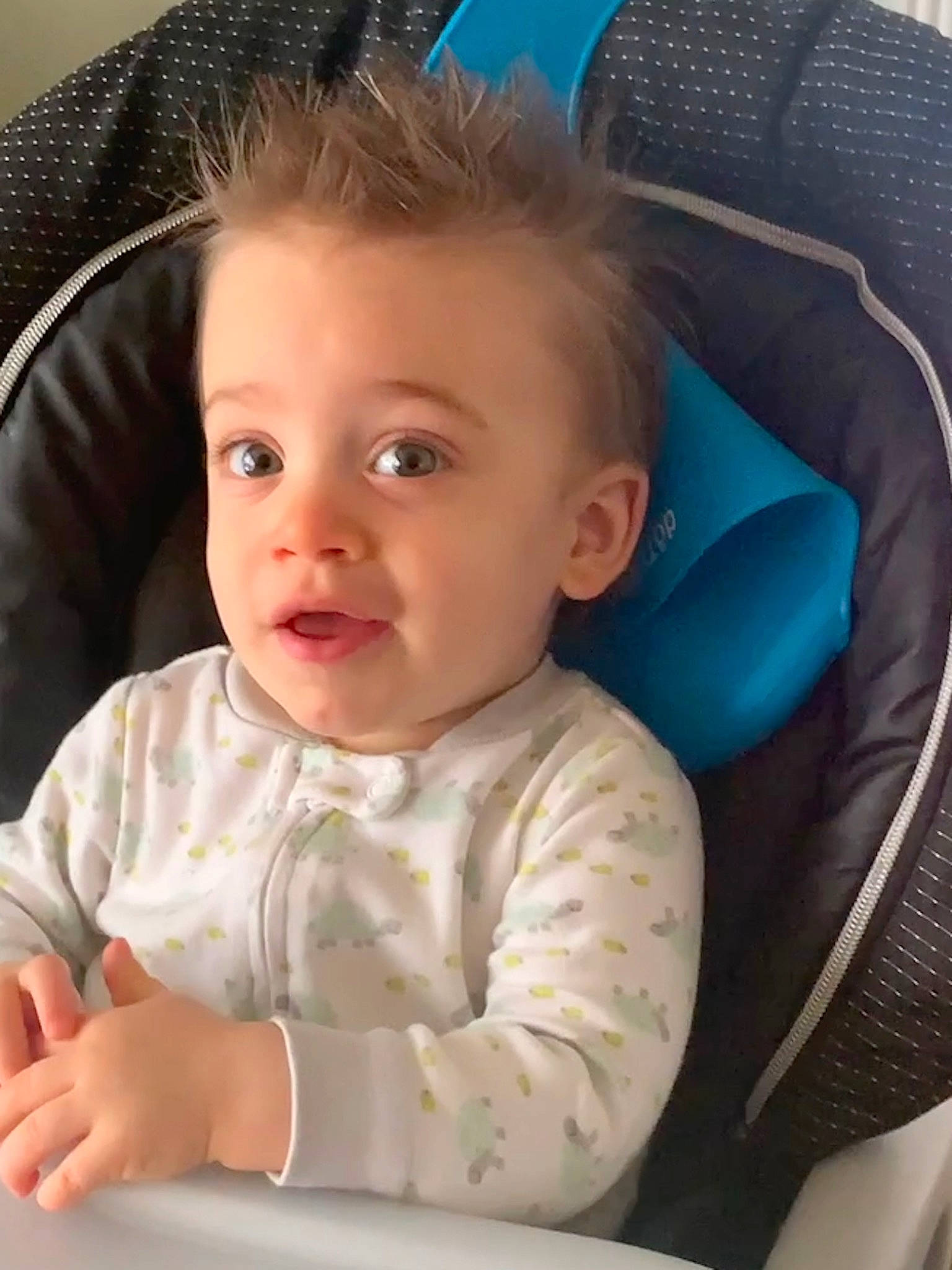 Eddie is registered to the contest to win money with this photo: baby, baby_toddler_clothing, cheek, chin, comfort, eye, eyebrow, eyelash, facial_expression, finger, fun, gesture, head, iris, lip, mouth, nose, person, skin, smile