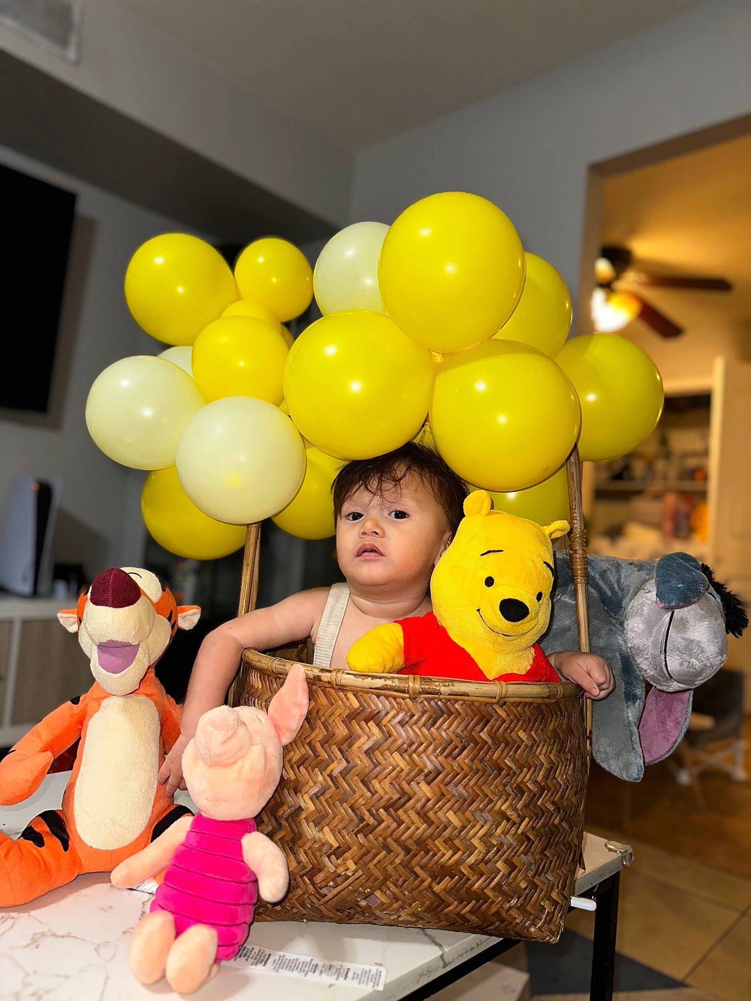 Aziel joined the competition — help win amazing prizes! balloon, child, doll, event, fun, happy, hat, leisure, magenta, party, party_supply, person, pink, play, room, smile, stuffed_toy, teddy_bear, toddler, toy